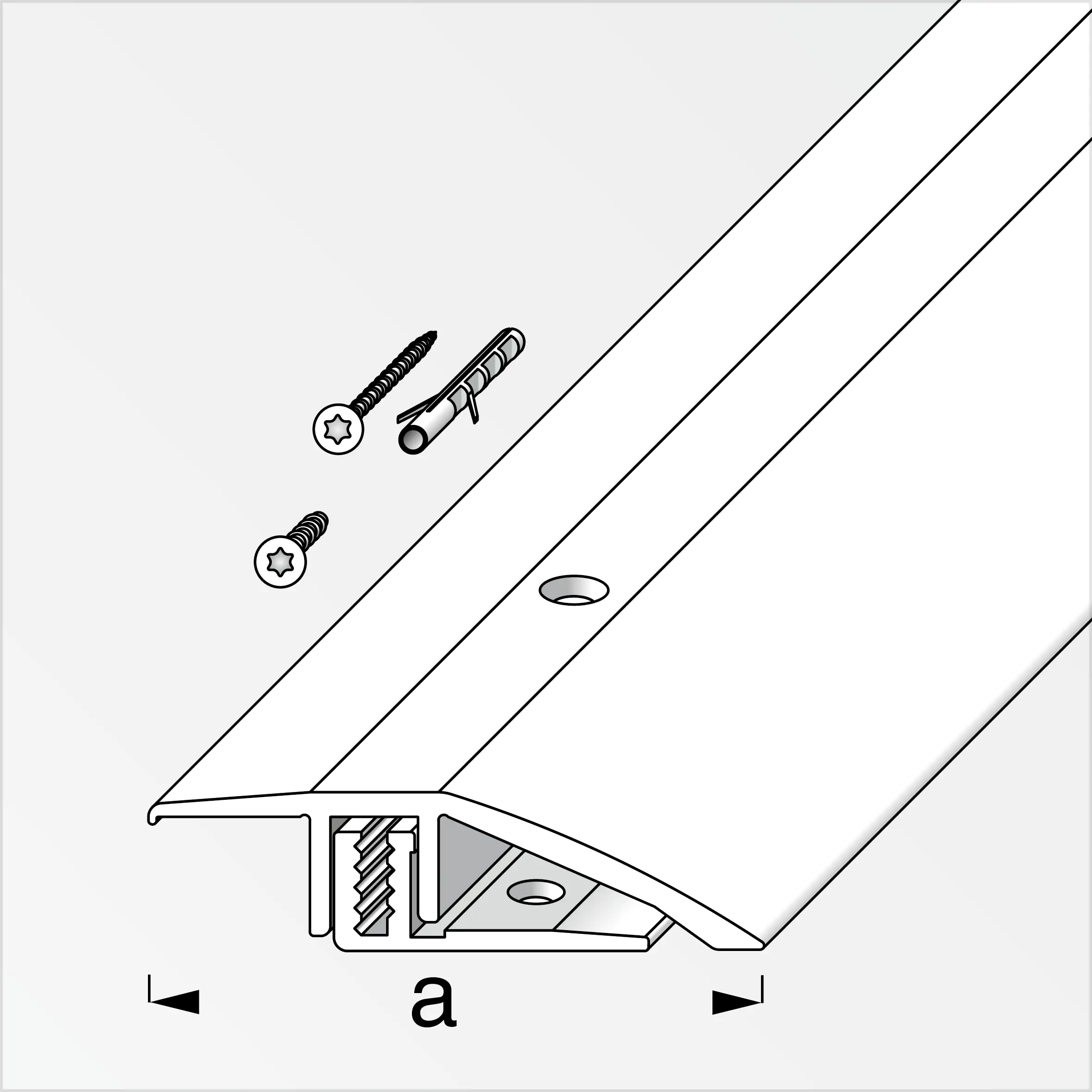 alfer Niveauausgleichs- Träger-Profil 2 m, 45 x 7 - 15 mm silber