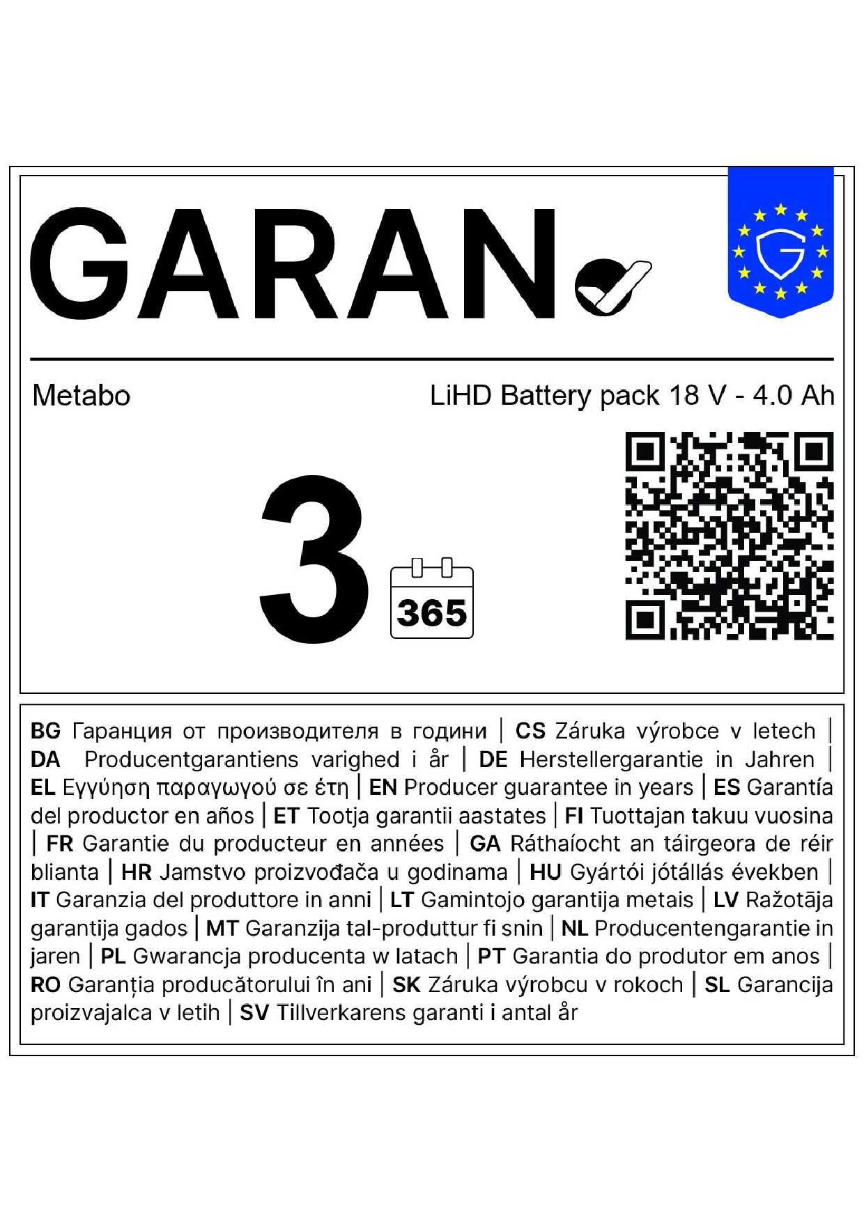 3 Jahre Garantie