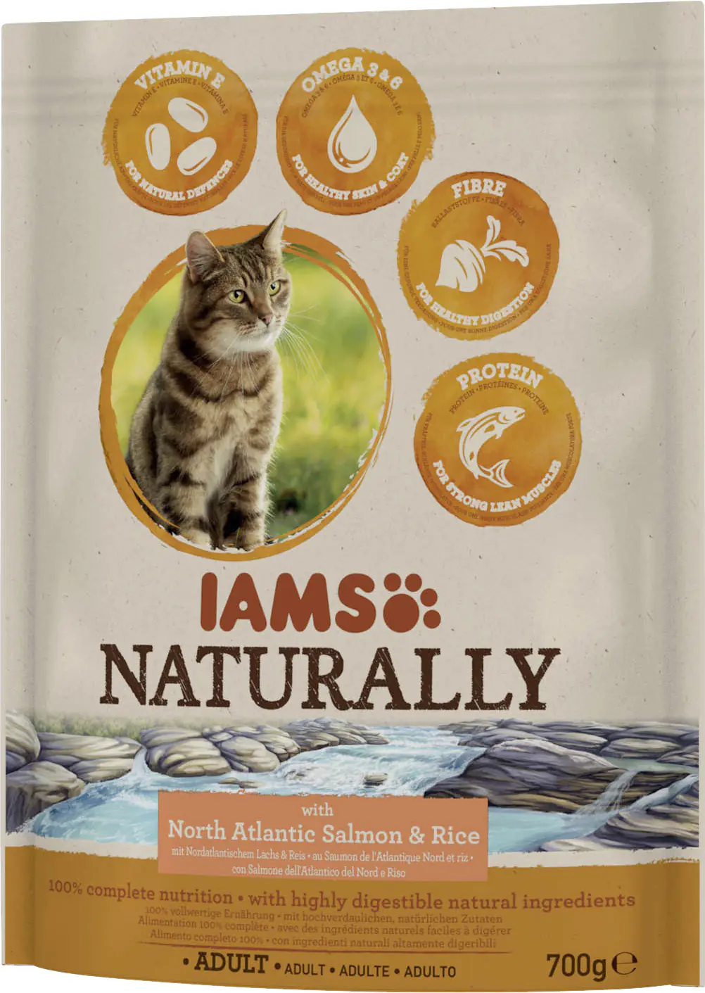 Iams Naturally Katzentrockenfutter Lachs 700 g