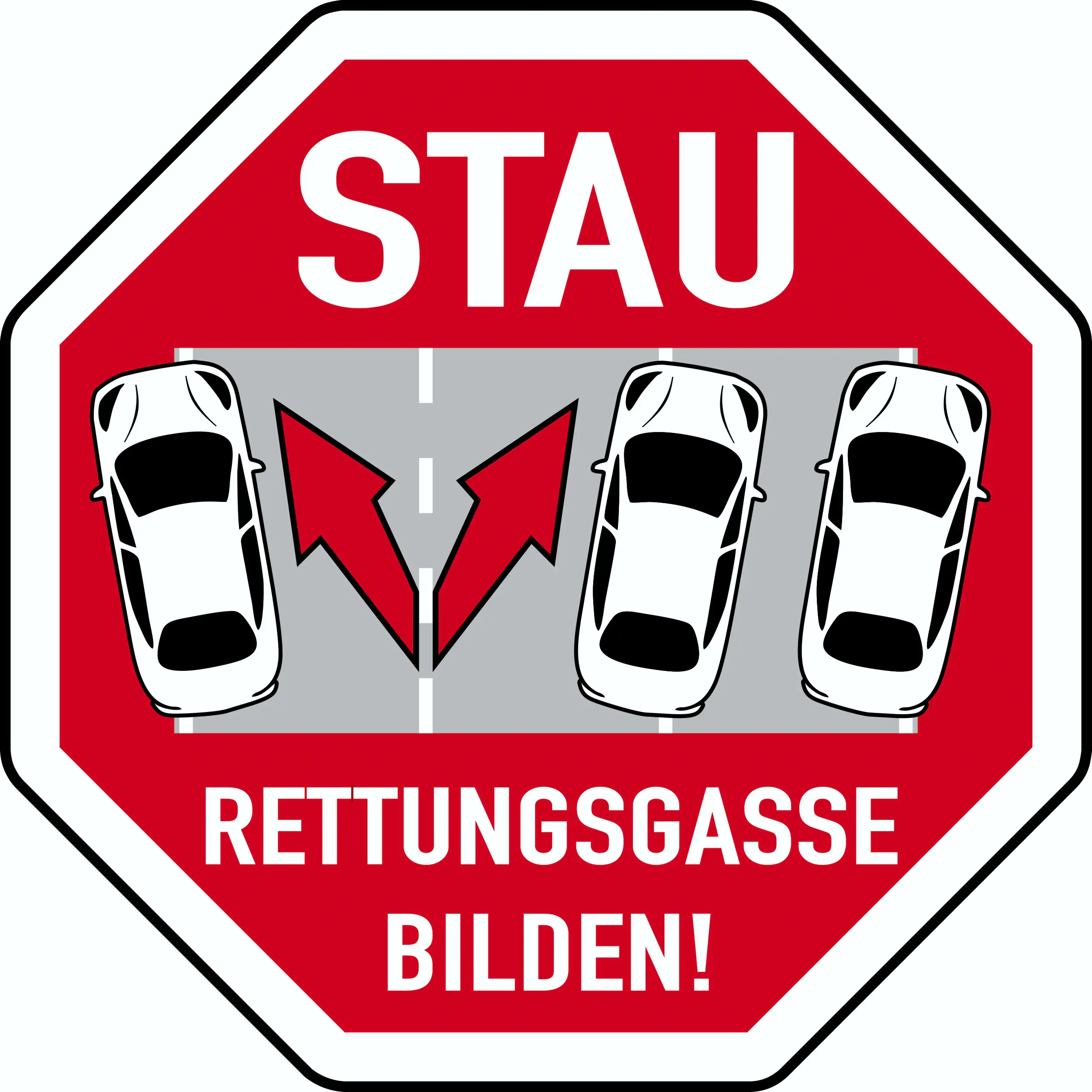 4002341202255 Hermann Schütz Aufkleber Rettungsgasse bilden 80x80mm