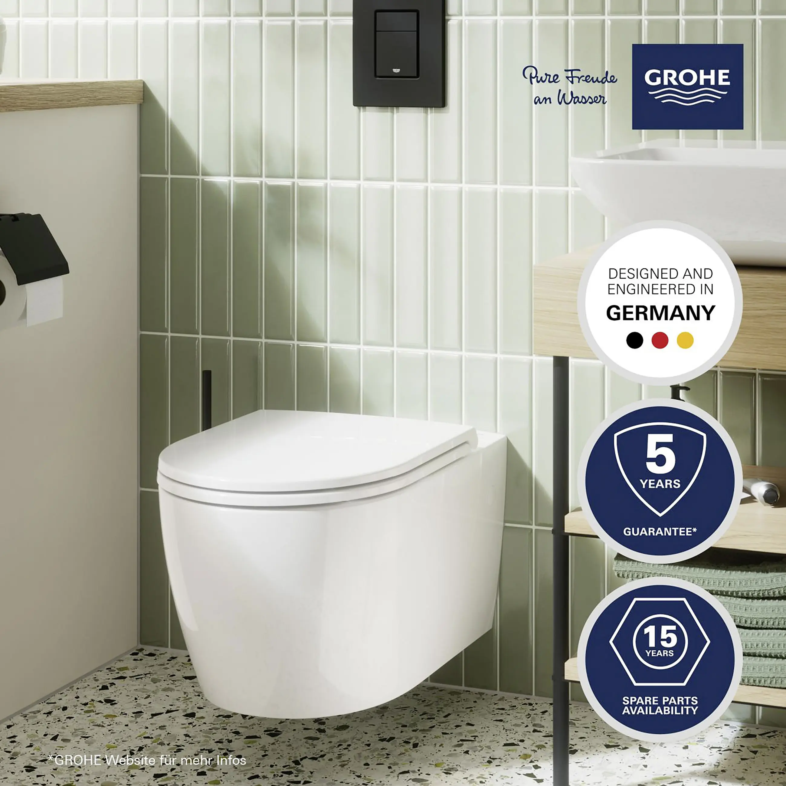 Grohe Wand WC spülrandlos Start Round Tiefspüler alpinweiß inkl. WC-Sitz
