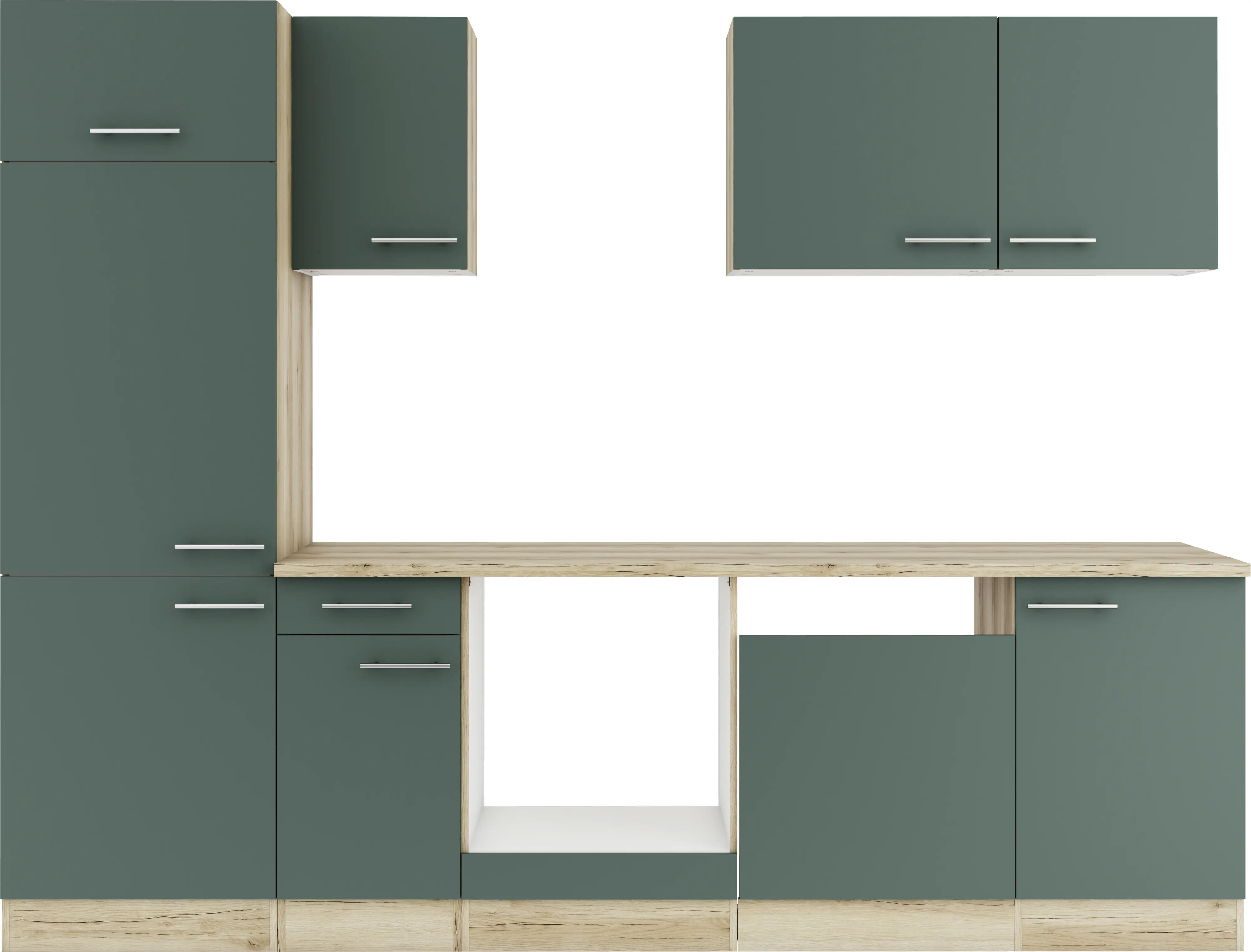 Optifit Küchenzeile Savona 405 ohne Geräte steingrün 270 cm