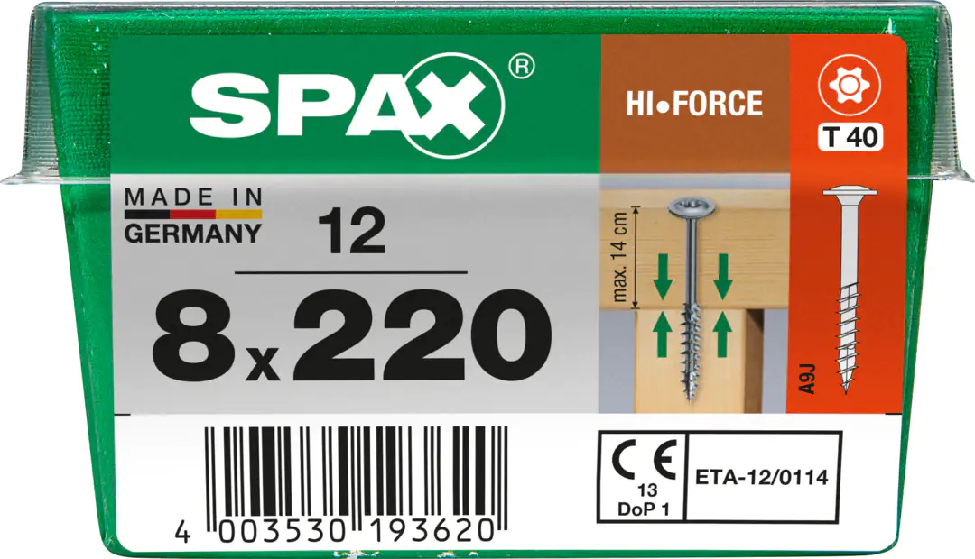 Spax Holzbauschrauben 8.0 x 220 mm TX 40 - 12 Stk.