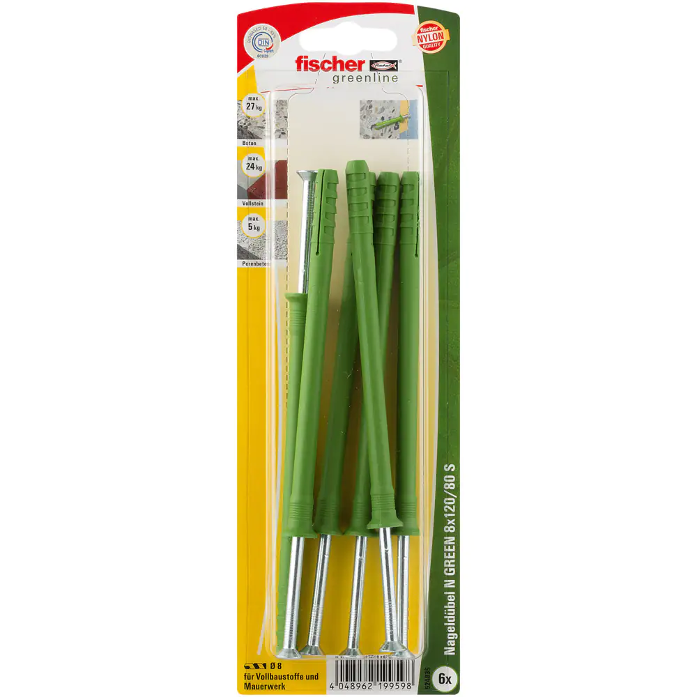 Fischer Nageldübel N green 8.0 x 120 mm - 6 Stück Fischer Nageldübel N green 8.0 x 120 mm - 6 Stück