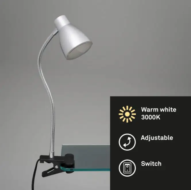 Briloner LED Klemmleuchte Grip titan 28,5 x 7 cm warmweiß