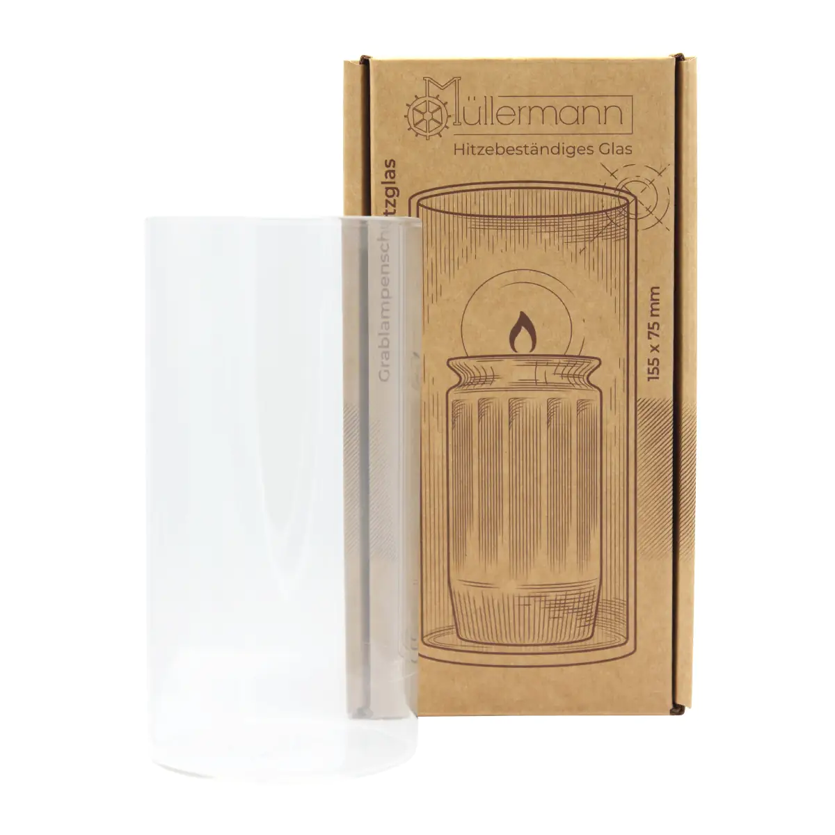 Schutzglas für 7 Tage Grablichter Ø 7,5 x 15 cm