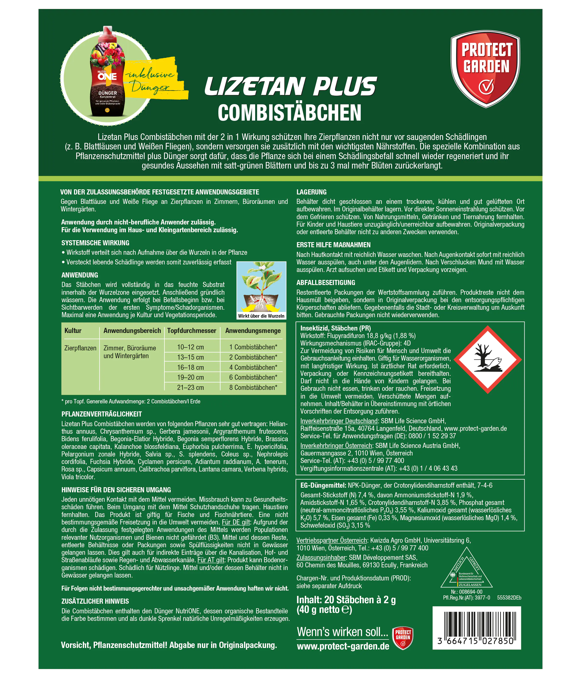 Protect Garden Lizetan Plus Combistäbchen 20 Stück Protect Garden Lizetan Plus Combistäbchen 20 Stück