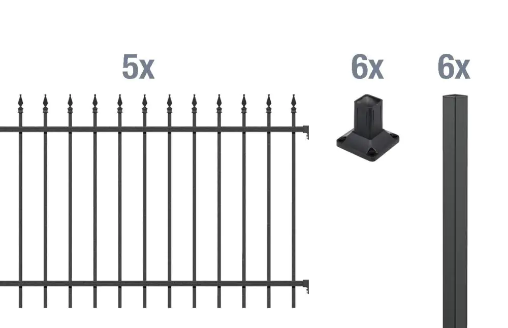 Alberts Komplettset Zaun Chaussee 10 m 120 cm matt schwarz zA Alberts Komplettset Zaun Chaussee 10 m 120 cm matt schwarz zA