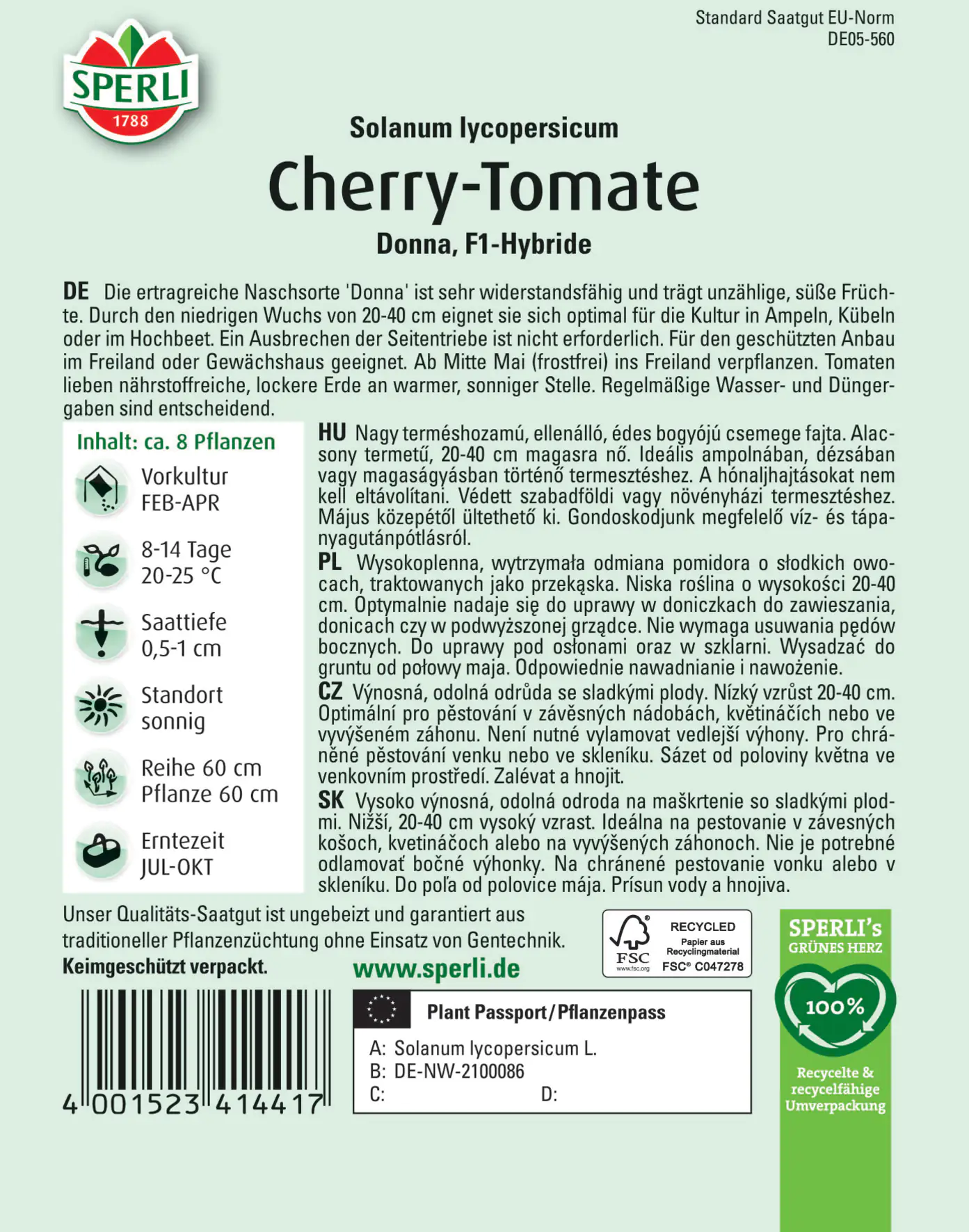 Sperli Cherry-Tomate Donna F1 Sperli Cherry-Tomate Donna F1