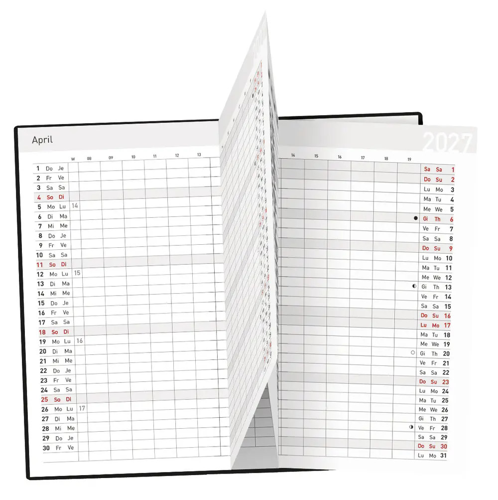 Korsch Taschenkalender Saturn Leporello 2027 schwarz