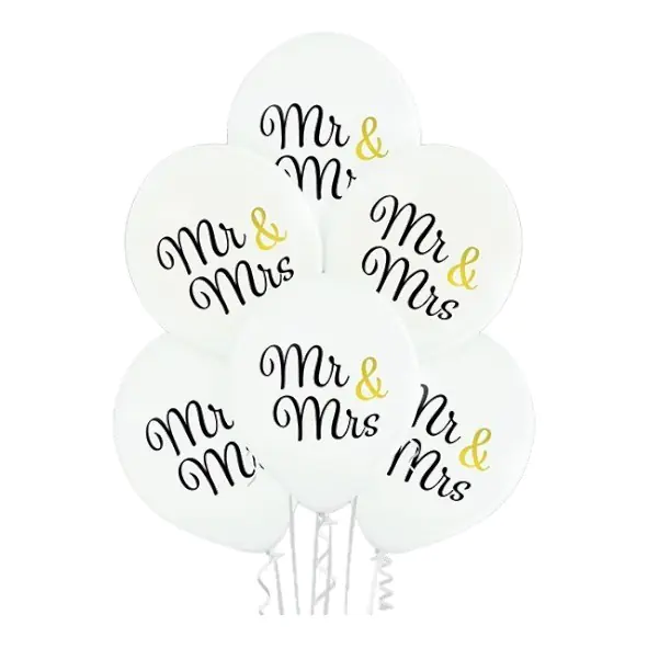Luftballons Mr & Mrs Latex weiß 10 Stück