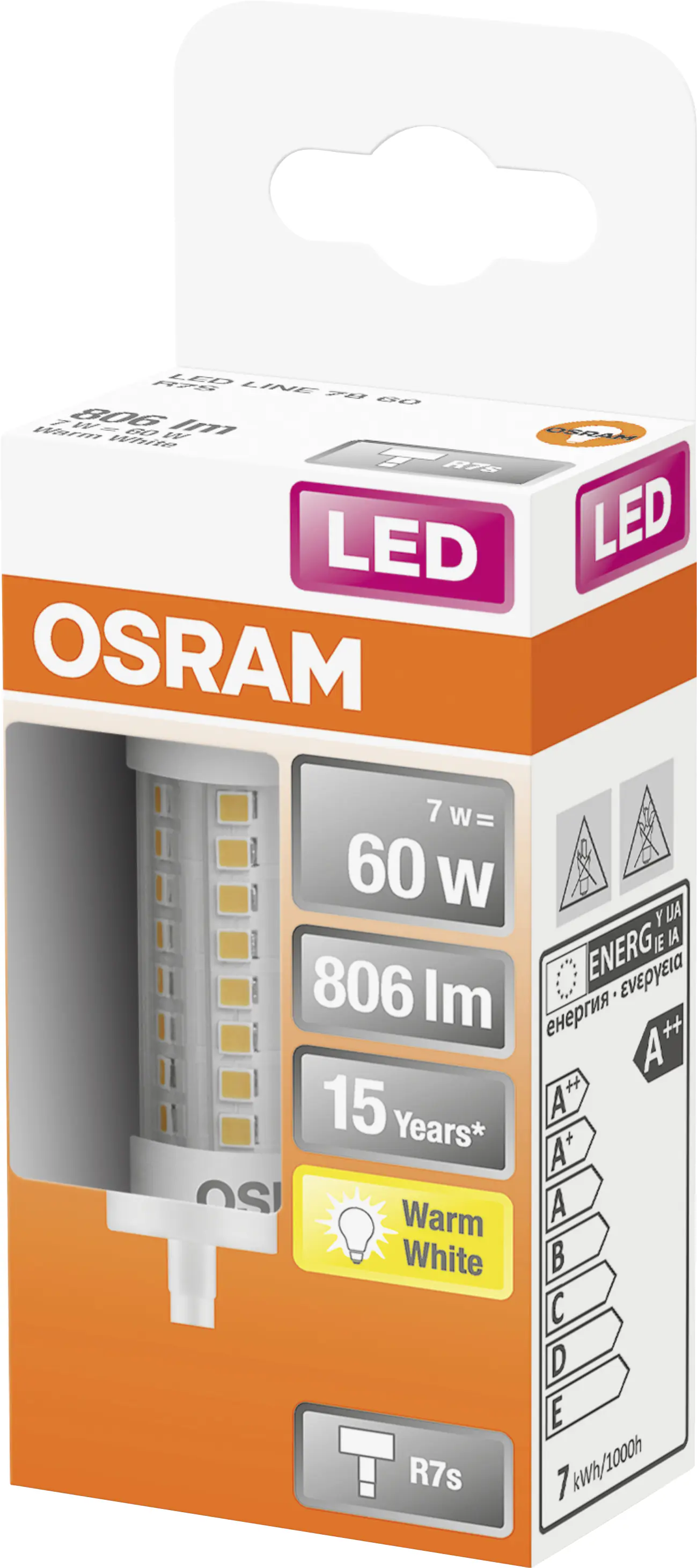 Osram LED Röhre R7S 7W warmweiß, klar