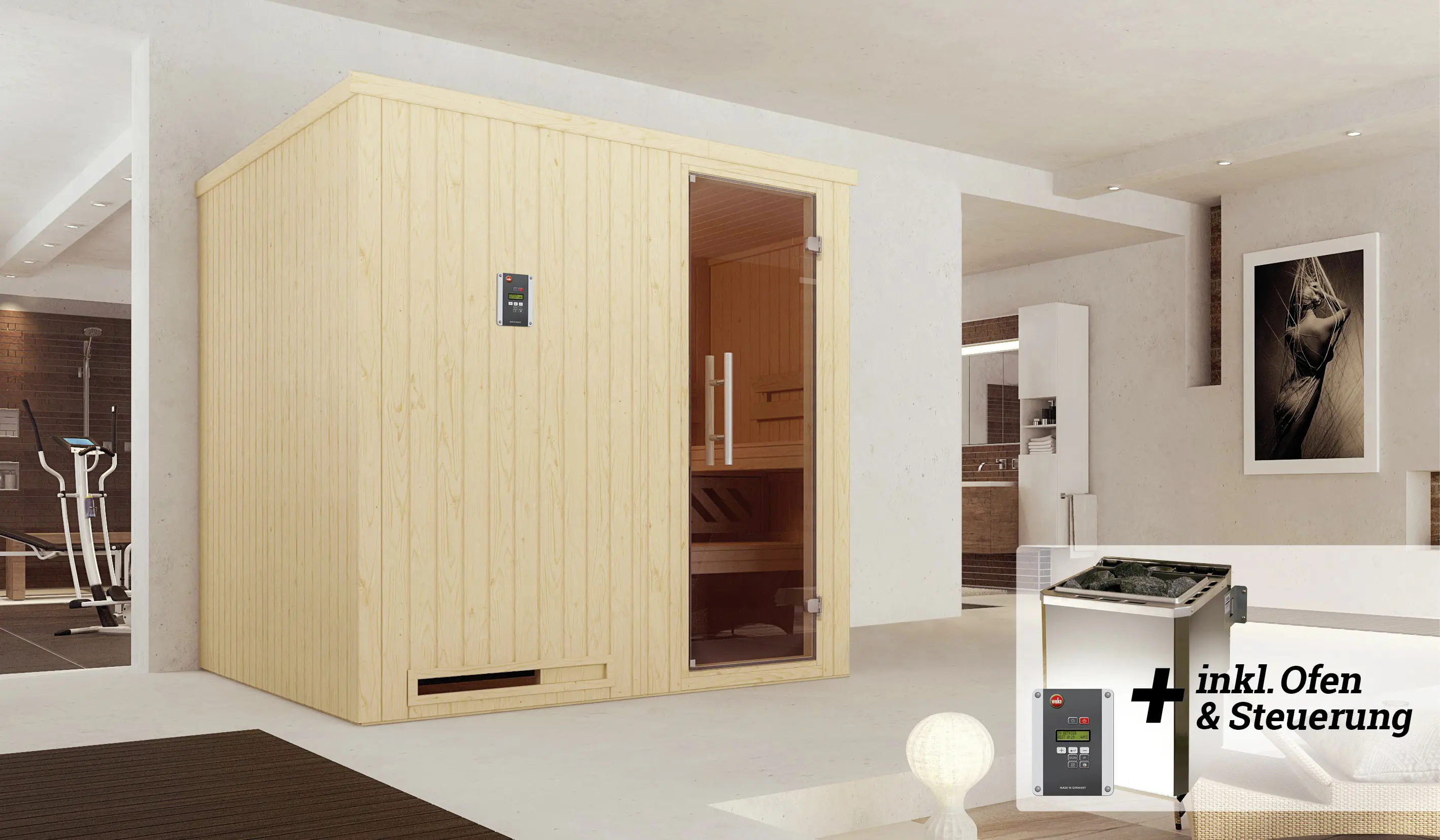 Weka Elementsauna Halmstad Gr. 2 Sparset 7,5 kw BioS