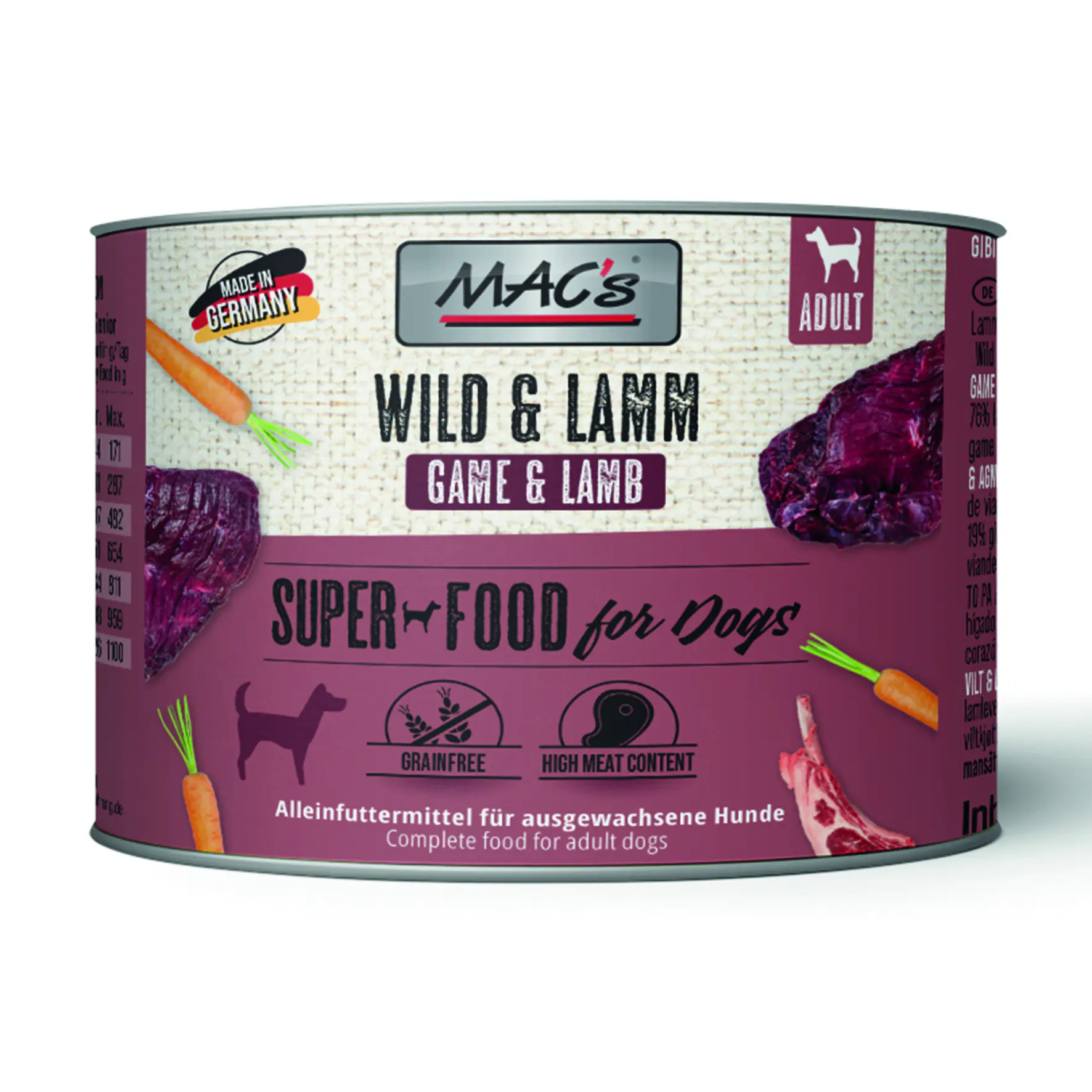 Macs Dog Hundenassfutter Adult getreidefrei 200 g Wild & Lamm