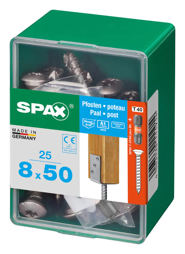Spax Pfostenschrauben 8.0 x 50 mm TX 40 - 25 Stk.