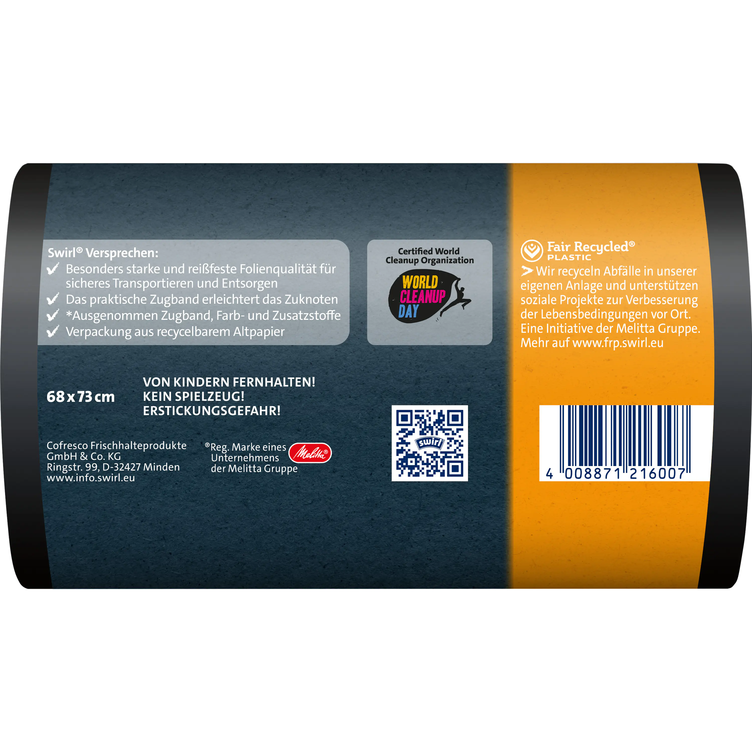 Swirl® 60 l Schwerlast-Säcke Profi mit Zugband Reißfest & Dicht