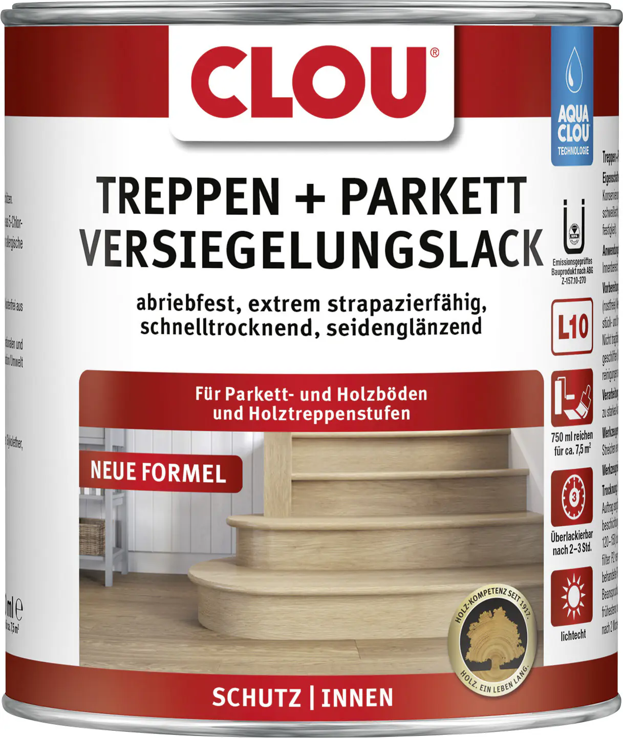 Aqua Clou Treppen- & Parkettlack 750 ml seidenglänzend