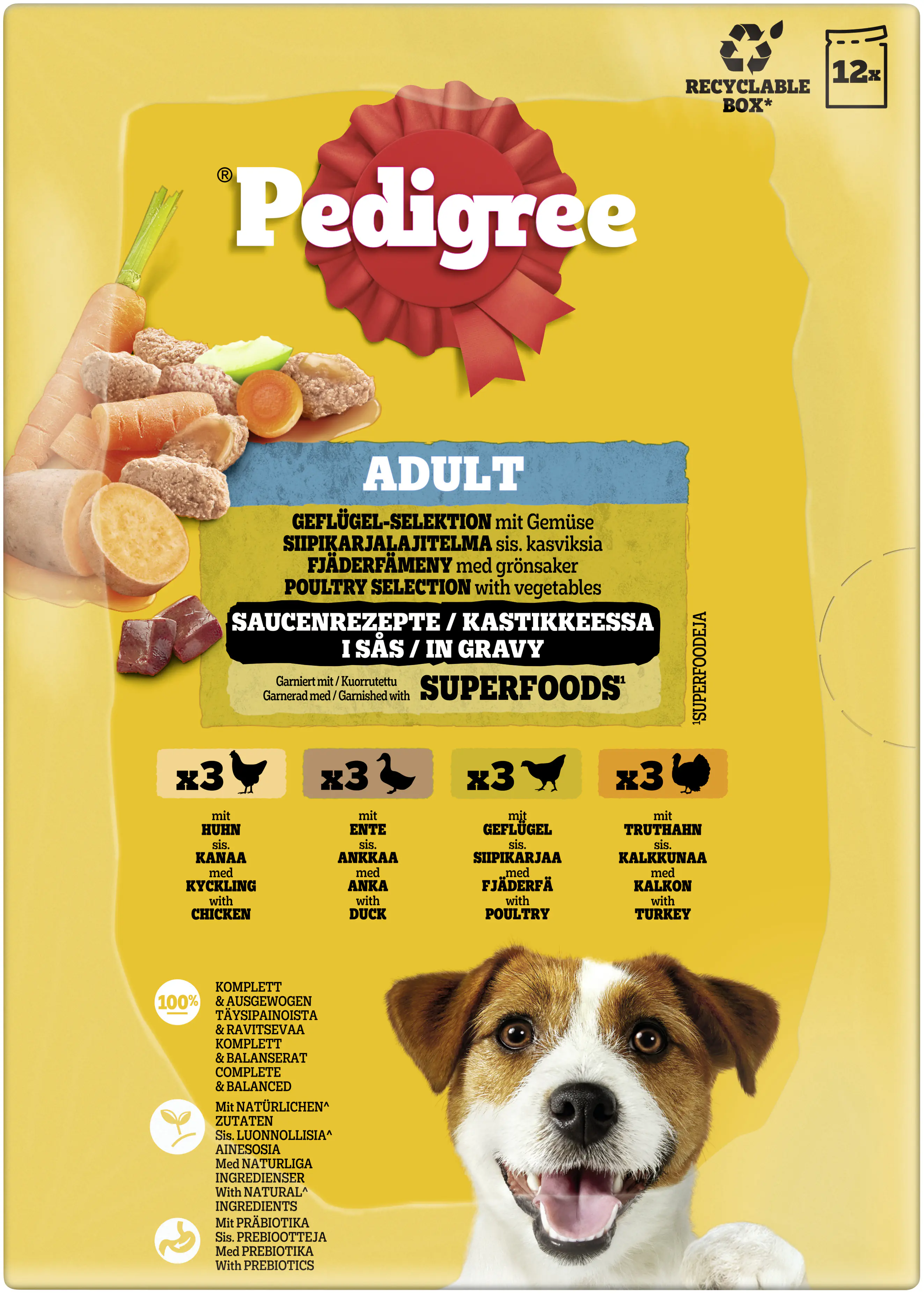 Pedigree Hundenassfutter Adult 12 x 100 g Geflügel