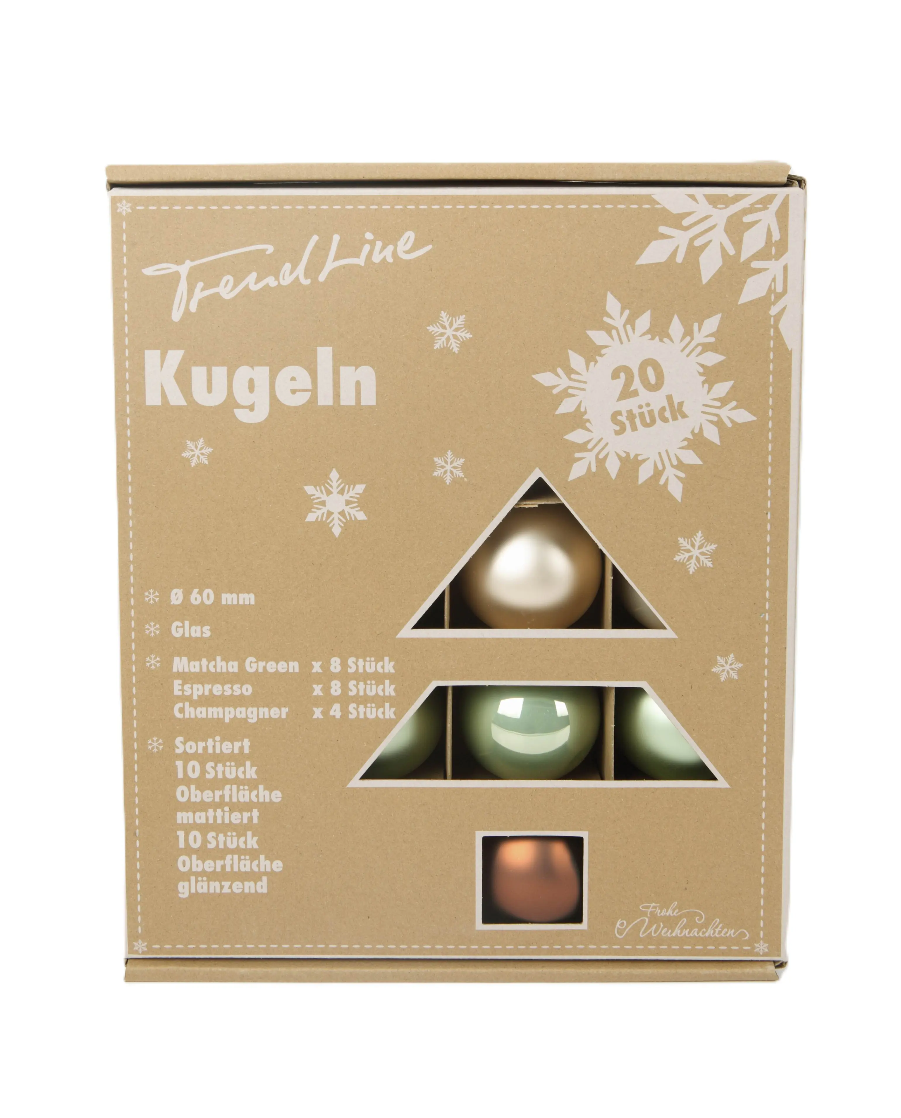 TrendLine Weihnachtskugeln aus Glas Ø 6 cm grün espresso 20 Stück