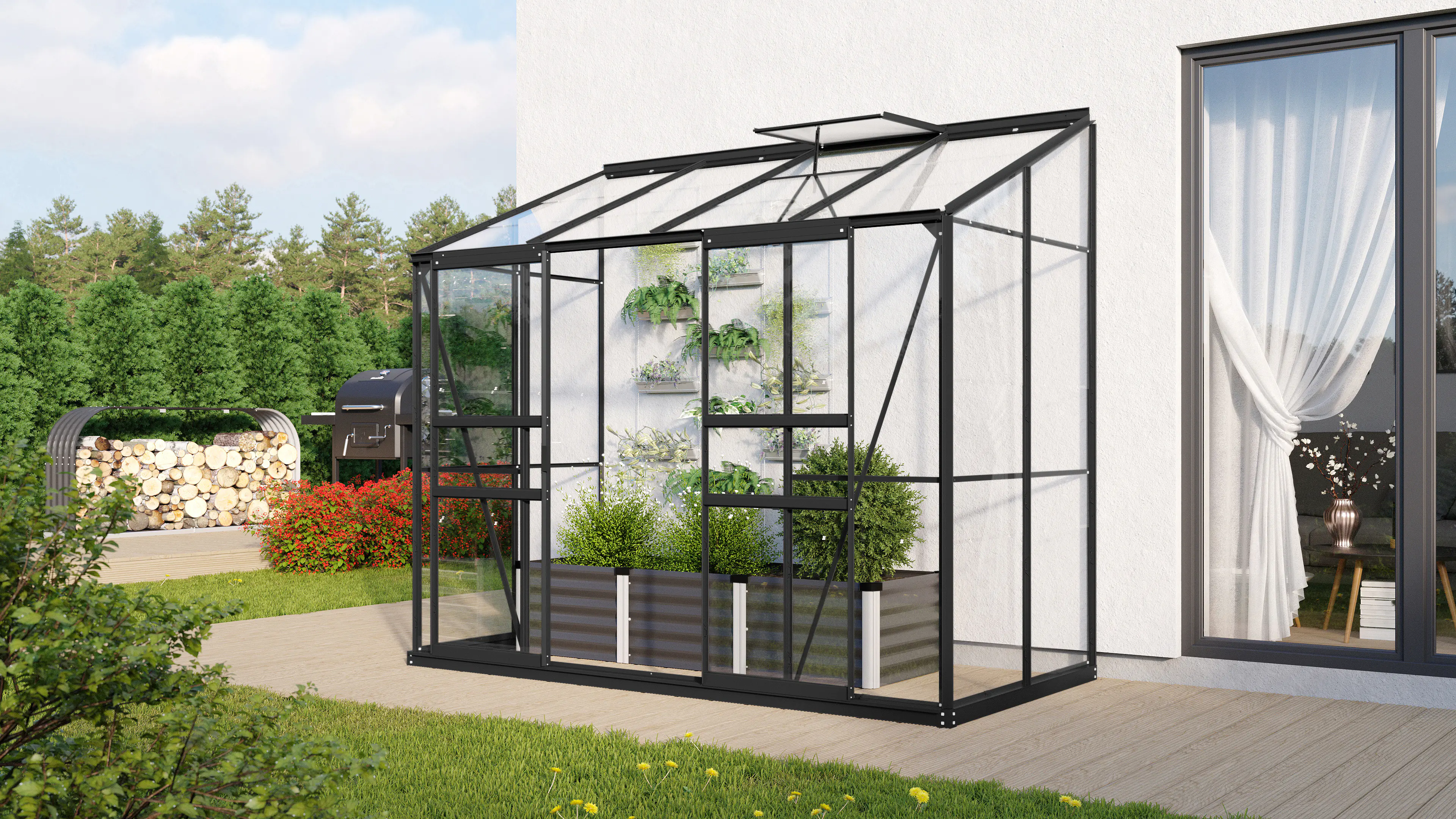 Vitavia Anlehngewächshaus Styx 3300 128 x 254 cm 3 mm Sicherheitsglas Vitavia Anlehngewächshaus Styx 3300 128 x 254 cm 3 mm Sicherheitsglas