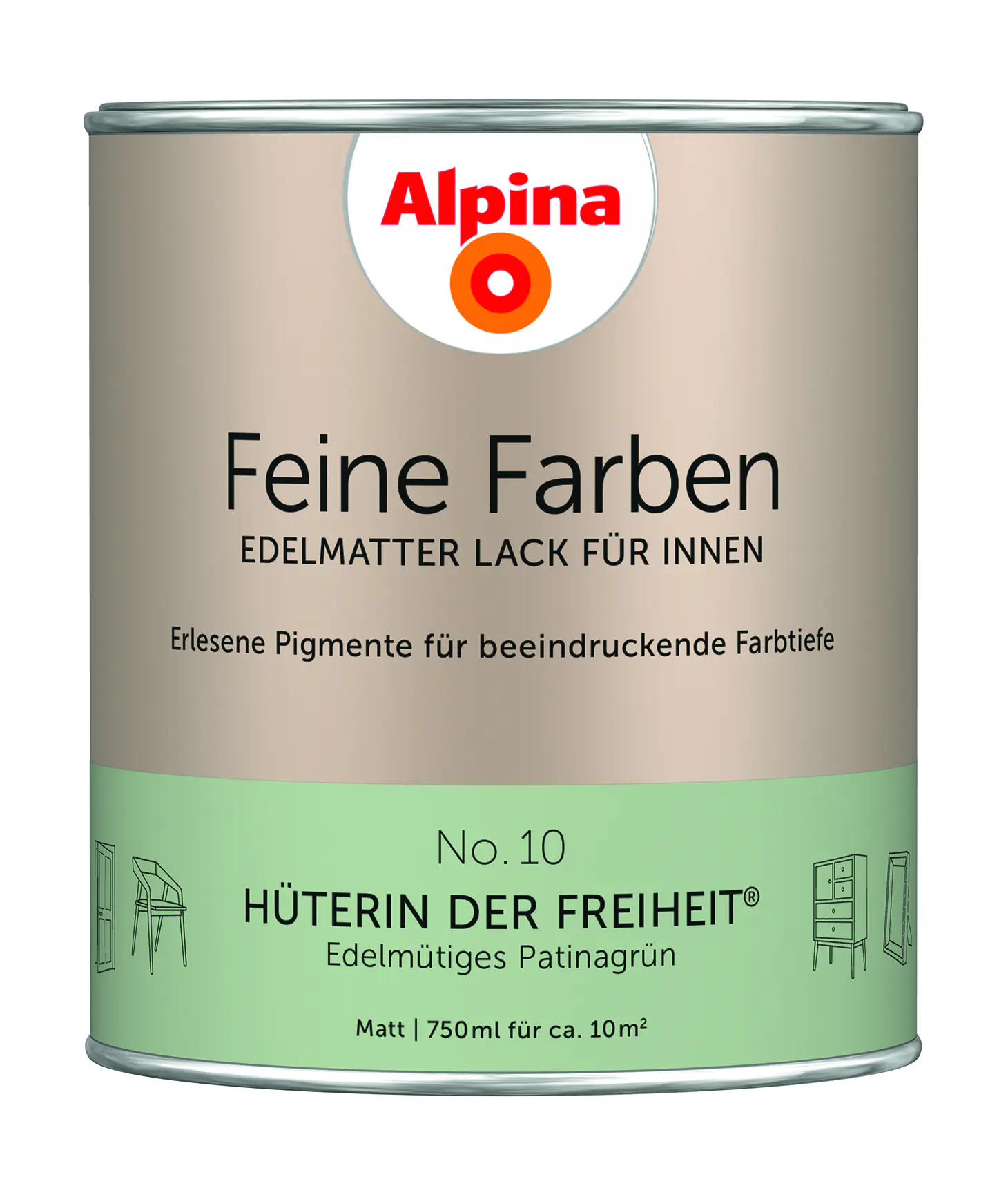 Alpina Feine Farben Lack No. 10 Hüterin der Freiheit - patinagrün 750 ml