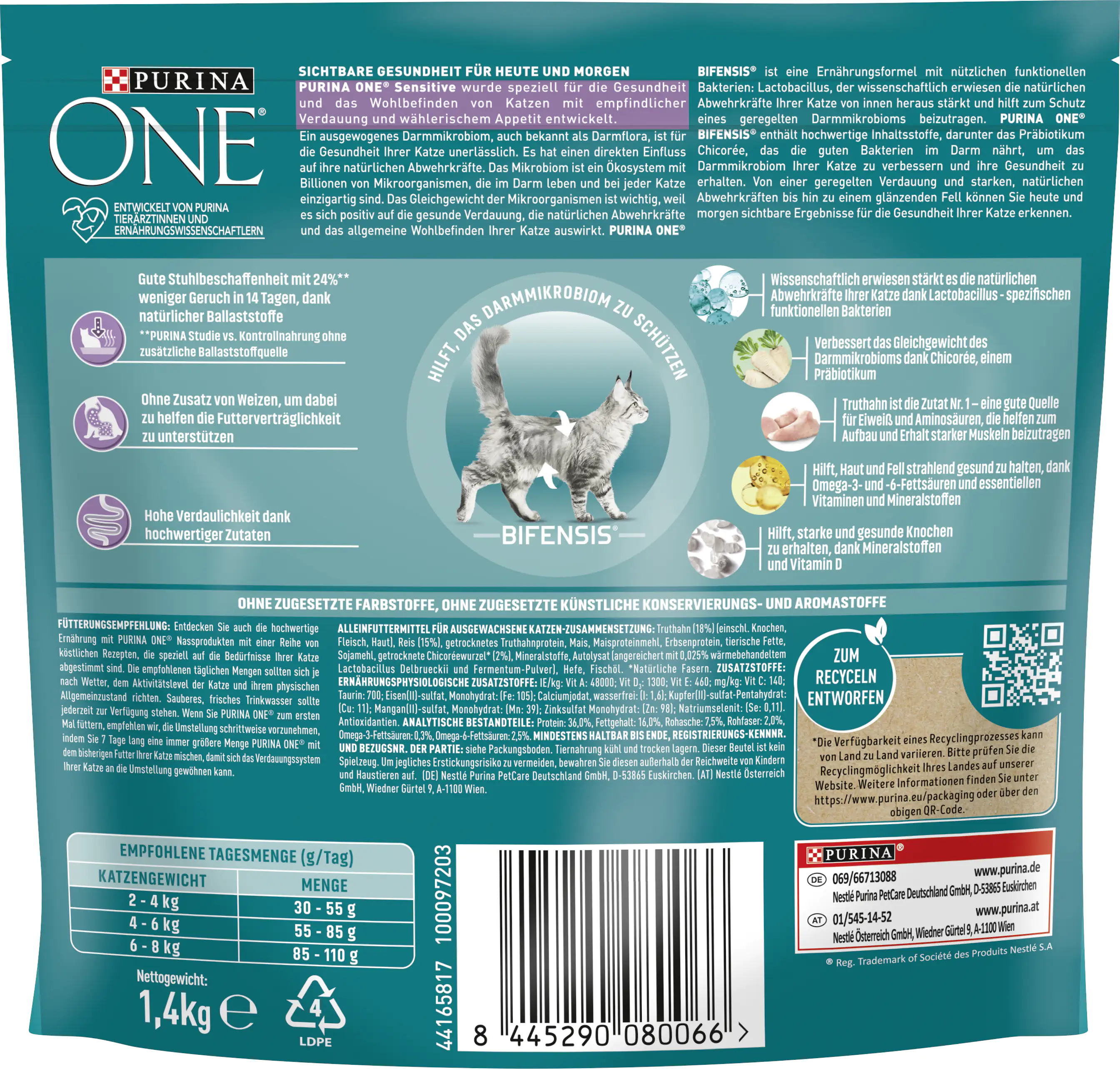 Purina One Katzenfutter Sensitive reich an Truthahn 1,4 kg