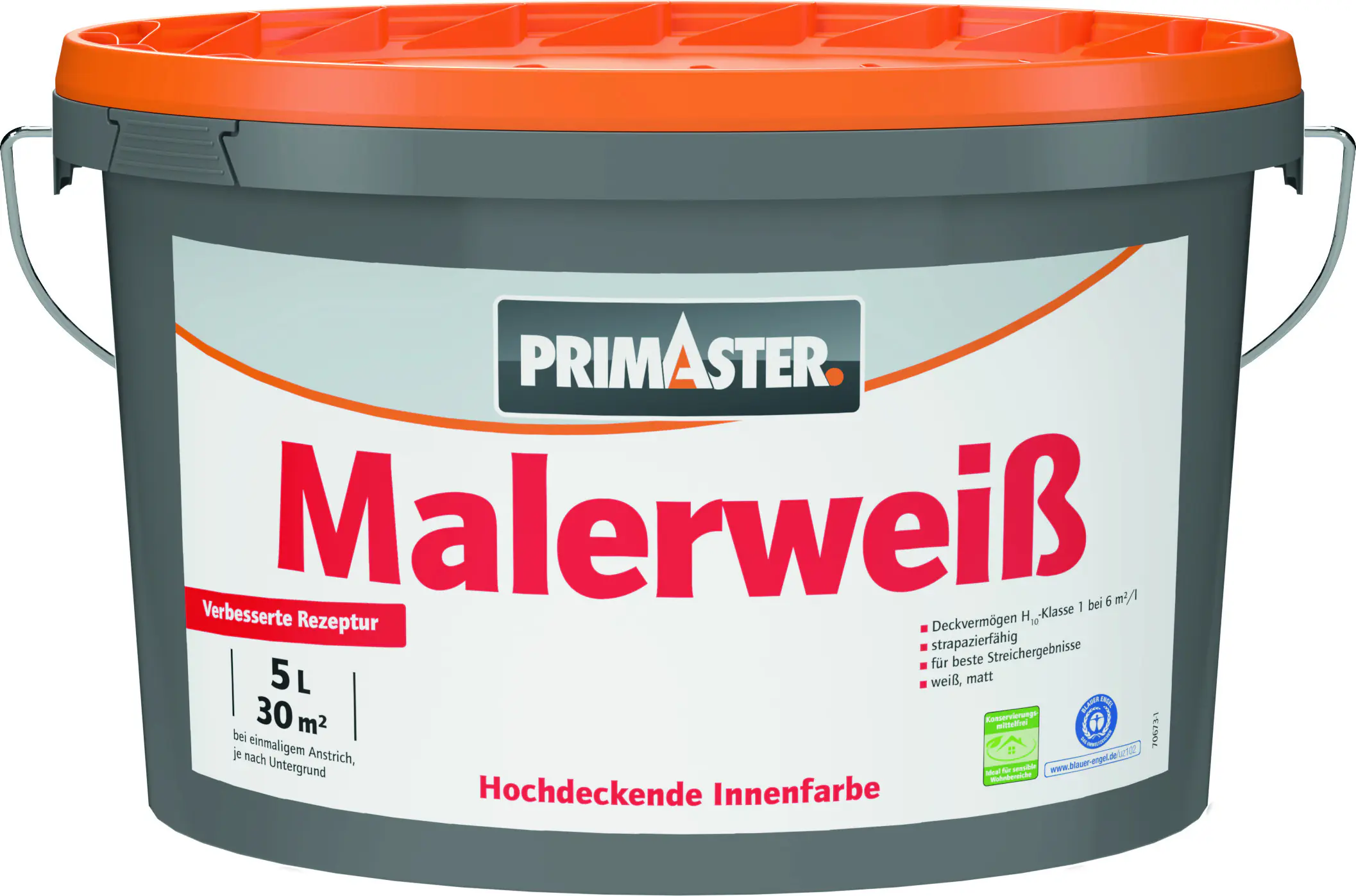 Primaster Wandfarbe Malerweiß konservierungsmittelfrei 5 L