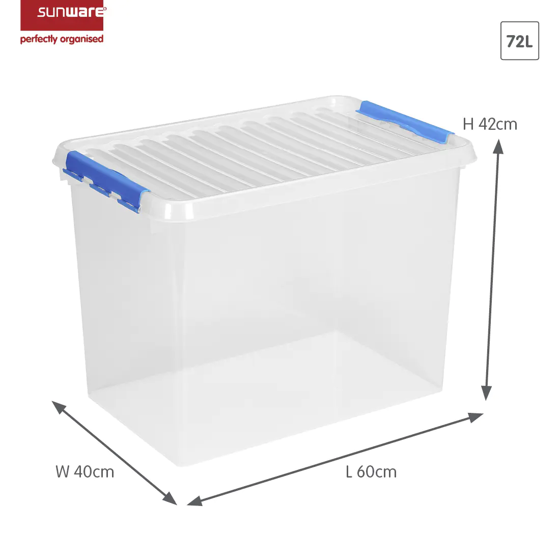 Sunware Aufbewahrungsbox Q-line 72L transparent blau 60 x 40 x 42 cm