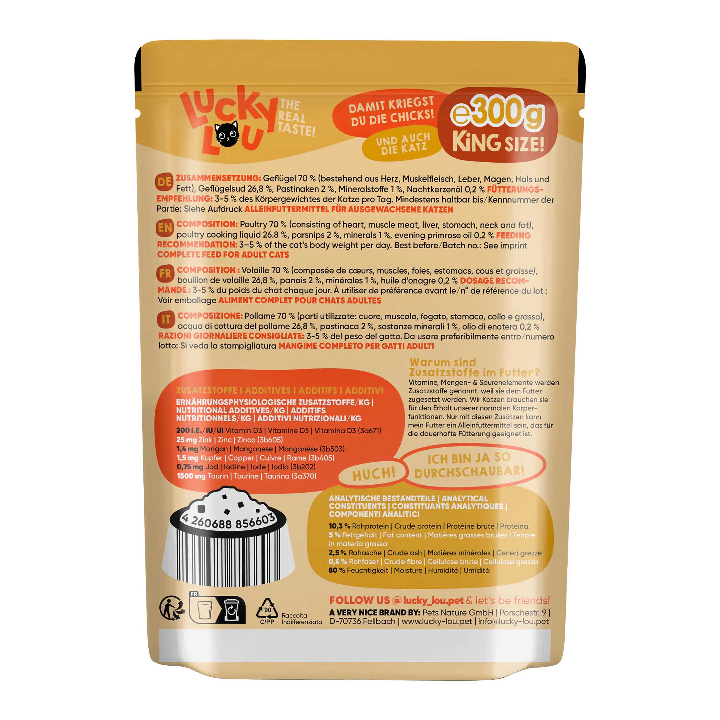 Lucky Lou Katzenfutter Geflügel 300 g