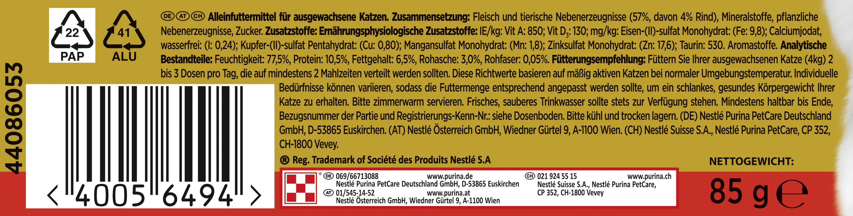 Gourmet Gold Feine Pastete mit Rind 85 g