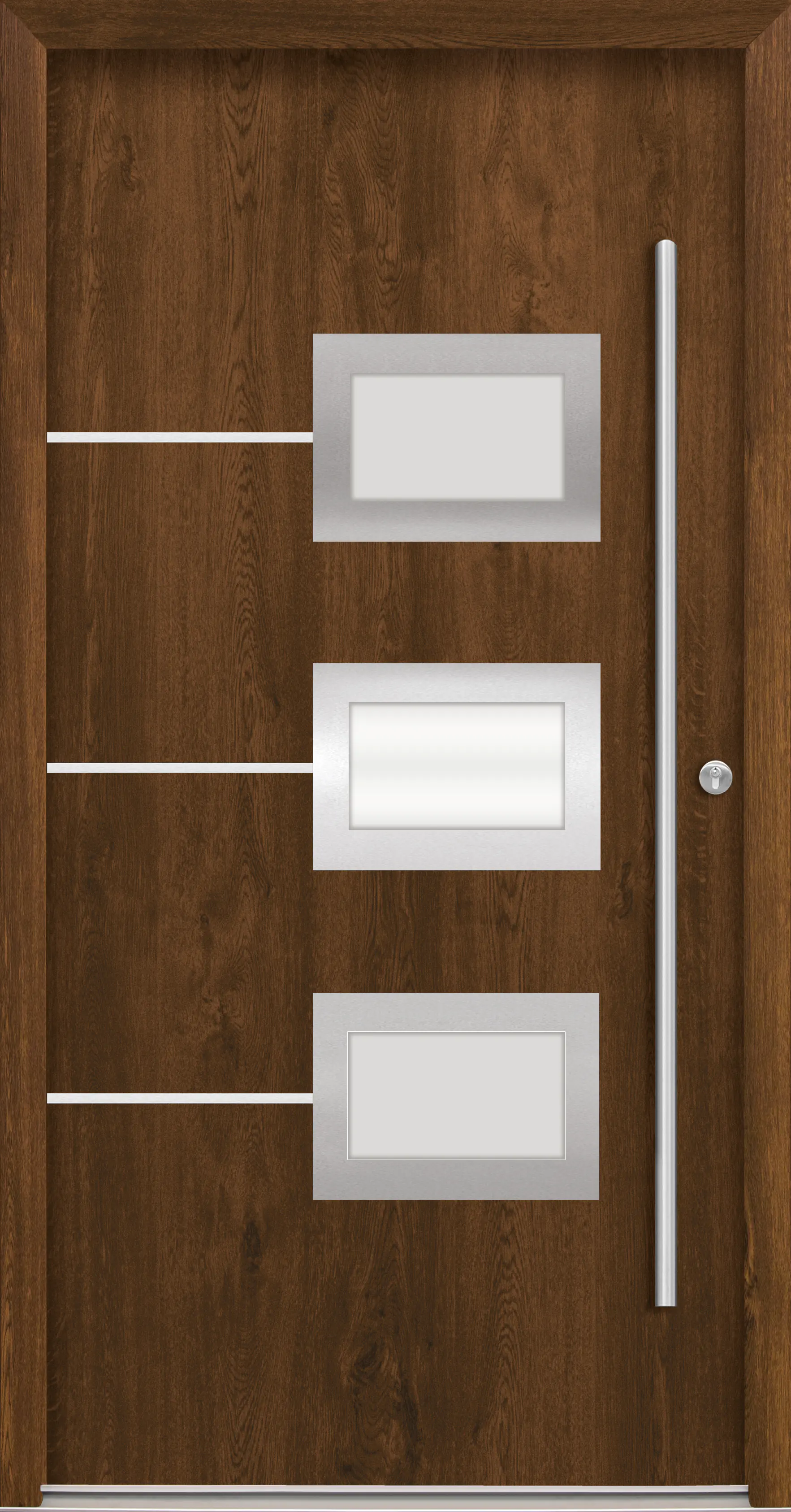 Splendoor Haustür Passivedoor Premium B03 Nussbaum DIN Rechts 100 x 210 cm