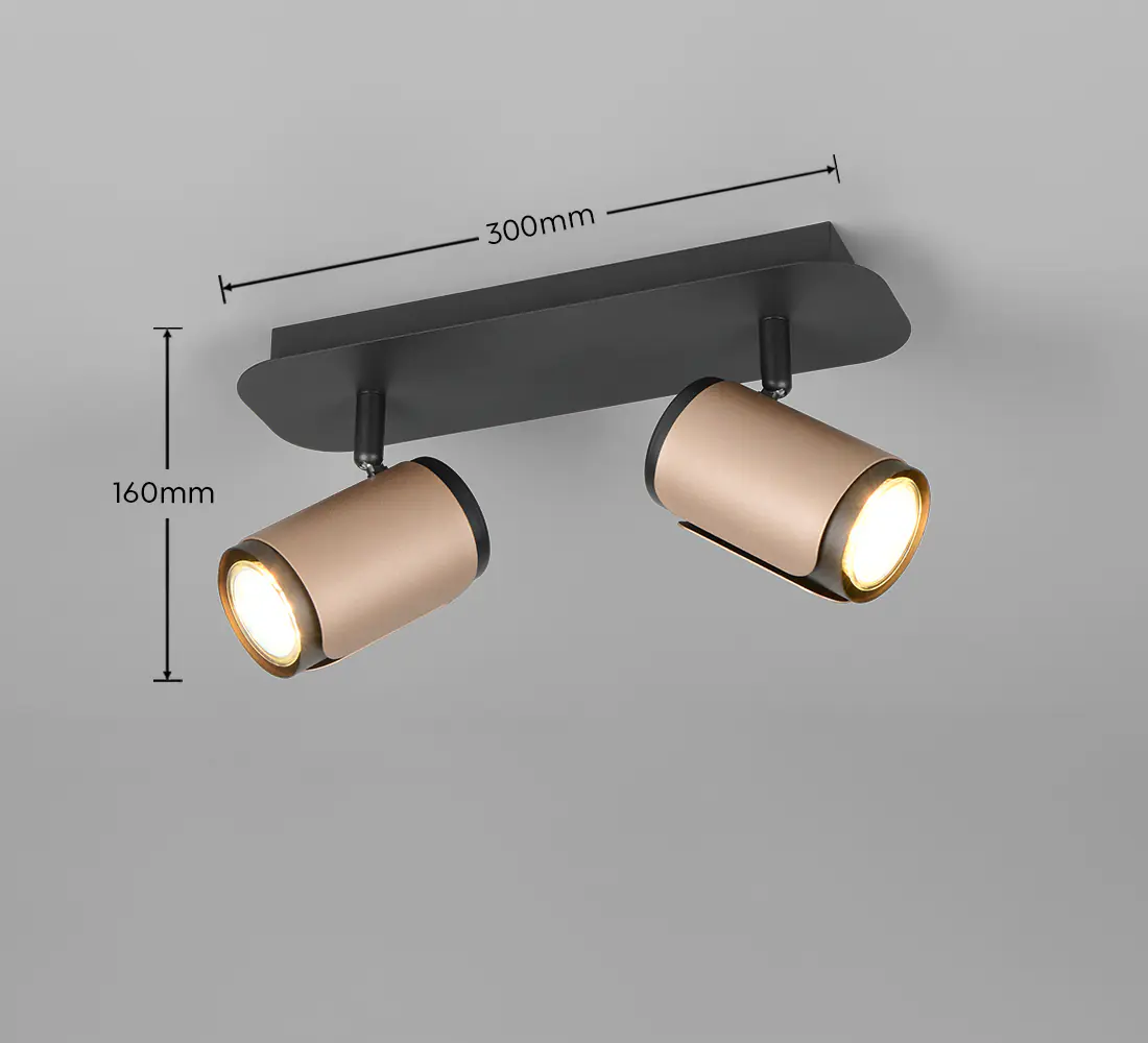 Trio Deckenstrahler 2er Spot Gillan GU10 schwarz coffee