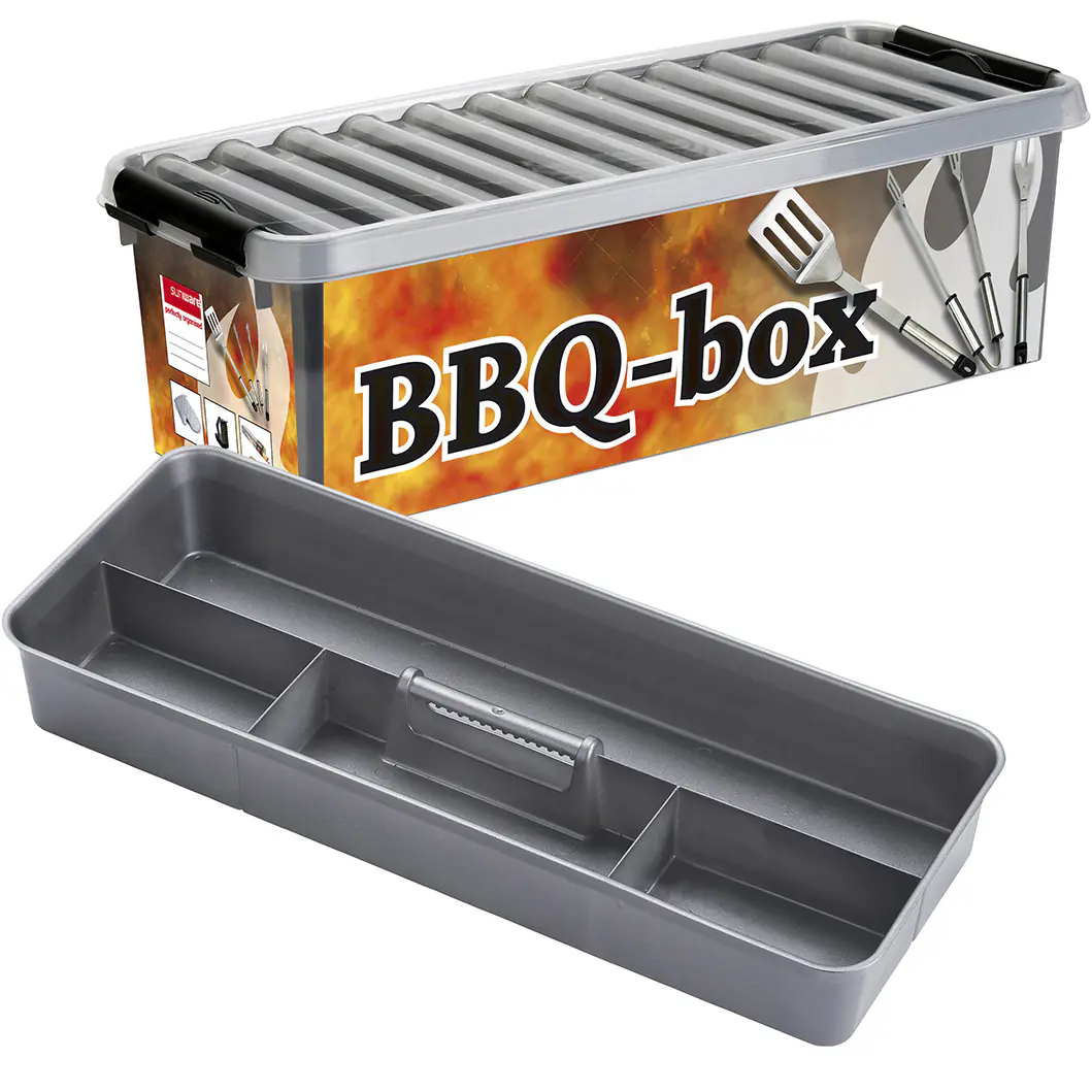 Sunware Aufbewahrungsbox Q-line BBQ mit Einsatz 9,5L metallfarbig schwarz