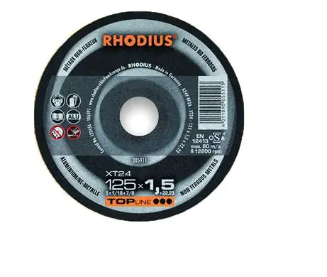 Rhodius XT24 Extradünne Trennscheibe 125 Ø 125 mm Bohrung: 22 mm Rhodius XT24 Extradünne Trennscheibe 125 Ø 125 mm Bohrung: 22 mm