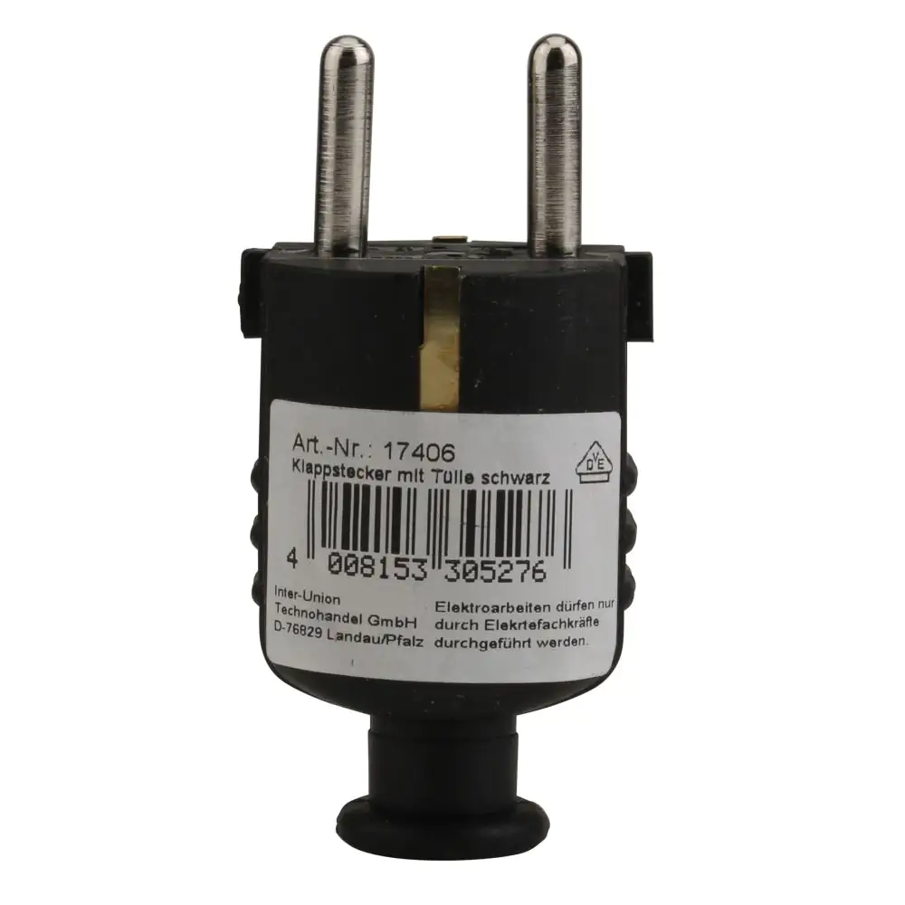 Schutzkontakt-Stecker mit Knickschutz, schwarz Schutzkontakt-Stecker mit Knickschutz, schwarz