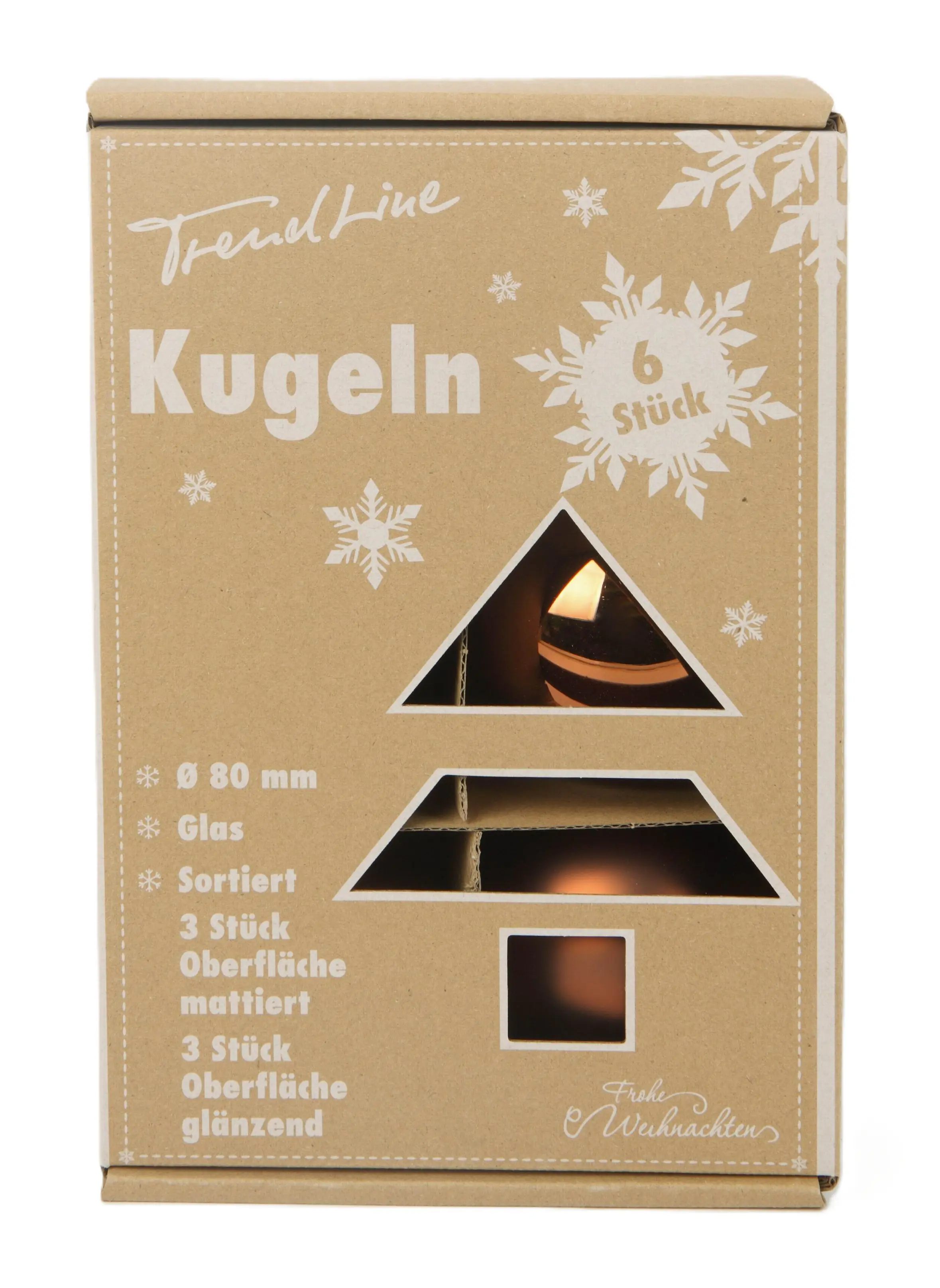 TrendLine Weihnachtskugeln aus Glas Ø 8 cm espresso 6 Stück