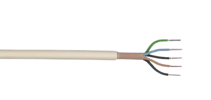 Feuchtraumleitung NYM-J 5 x 1,5 - 5 Meter, grau