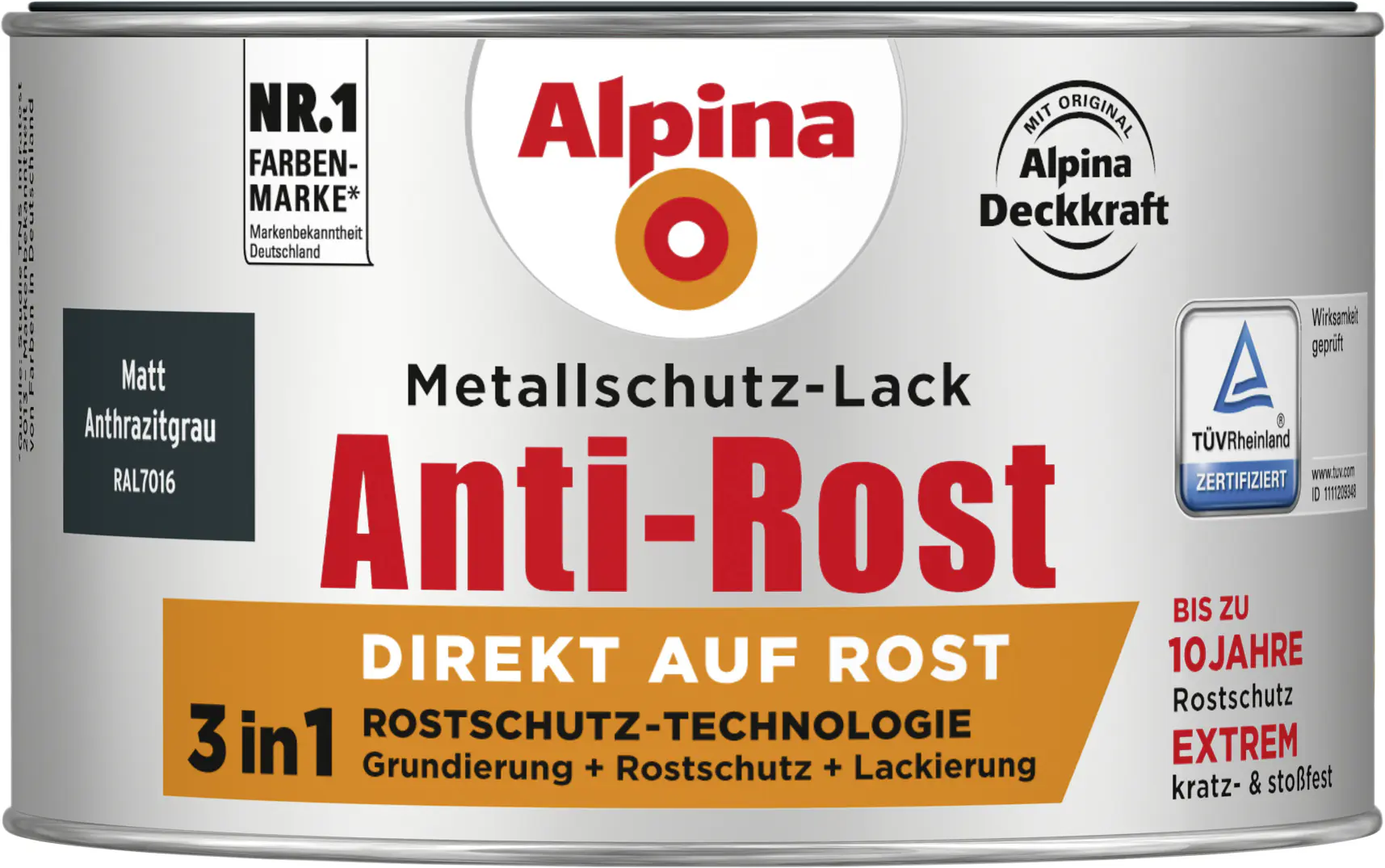 Alpina Metallschutz-Lack Anti-Rost 300 ml anthrazit matt