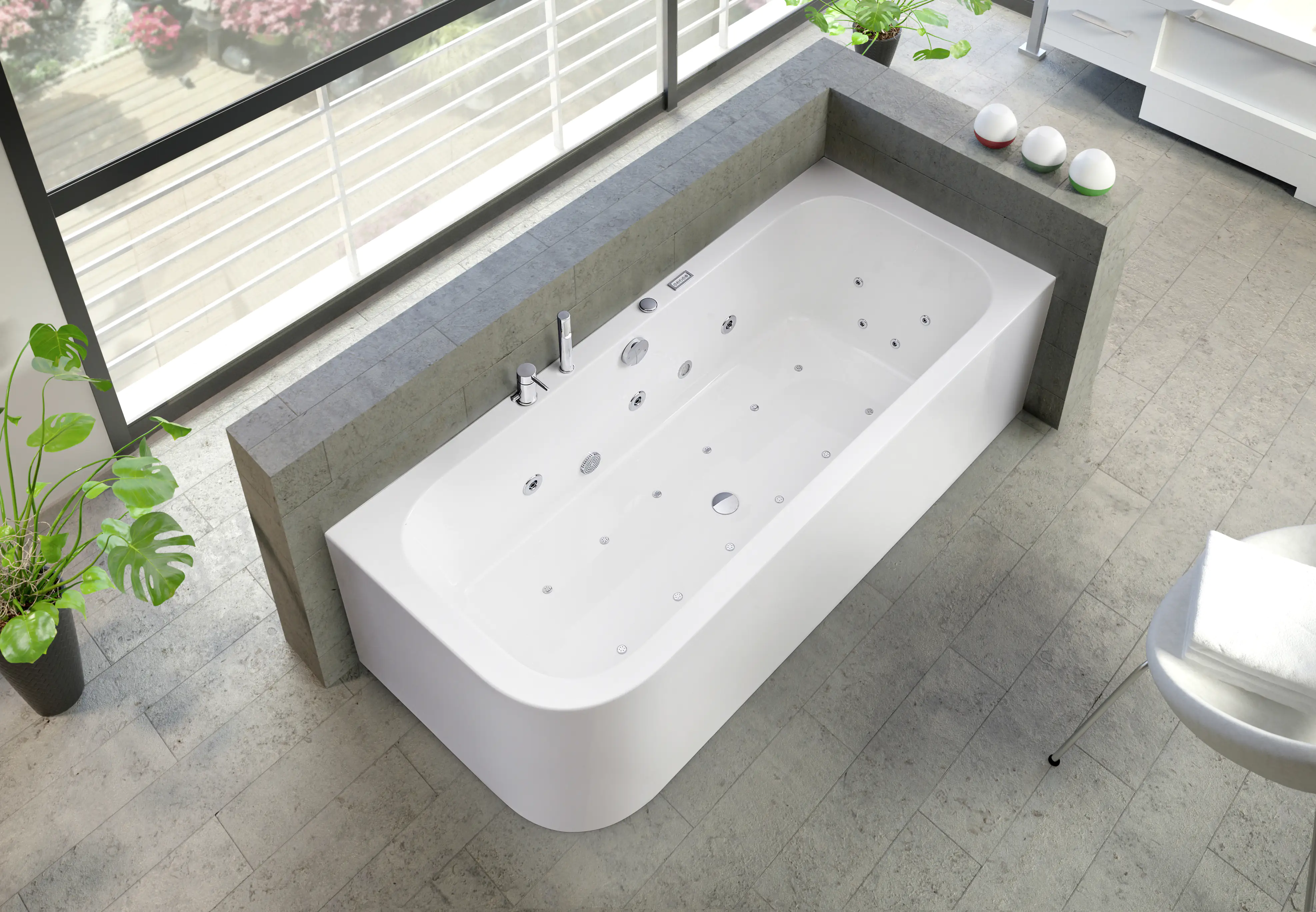4005489135799_2619358 Ottofond Whirlpool-Badewannen-Komplettset Spirit 180 x 80 cm