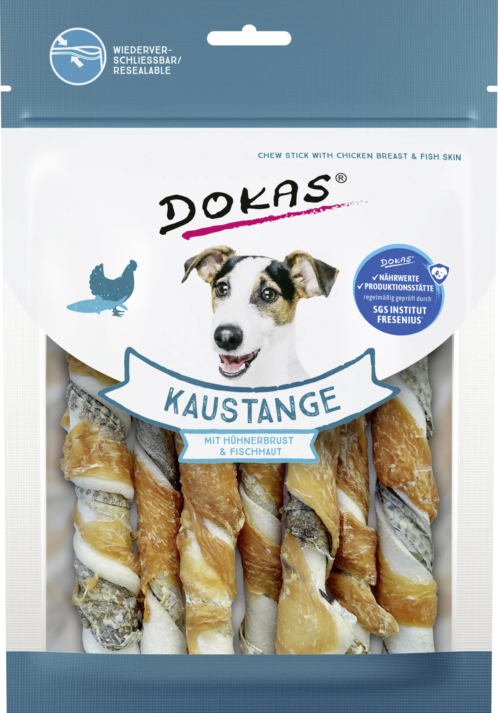 Dokas Hundesnack Kaustange mit Hühnerbrust & Fischhaut 170 g