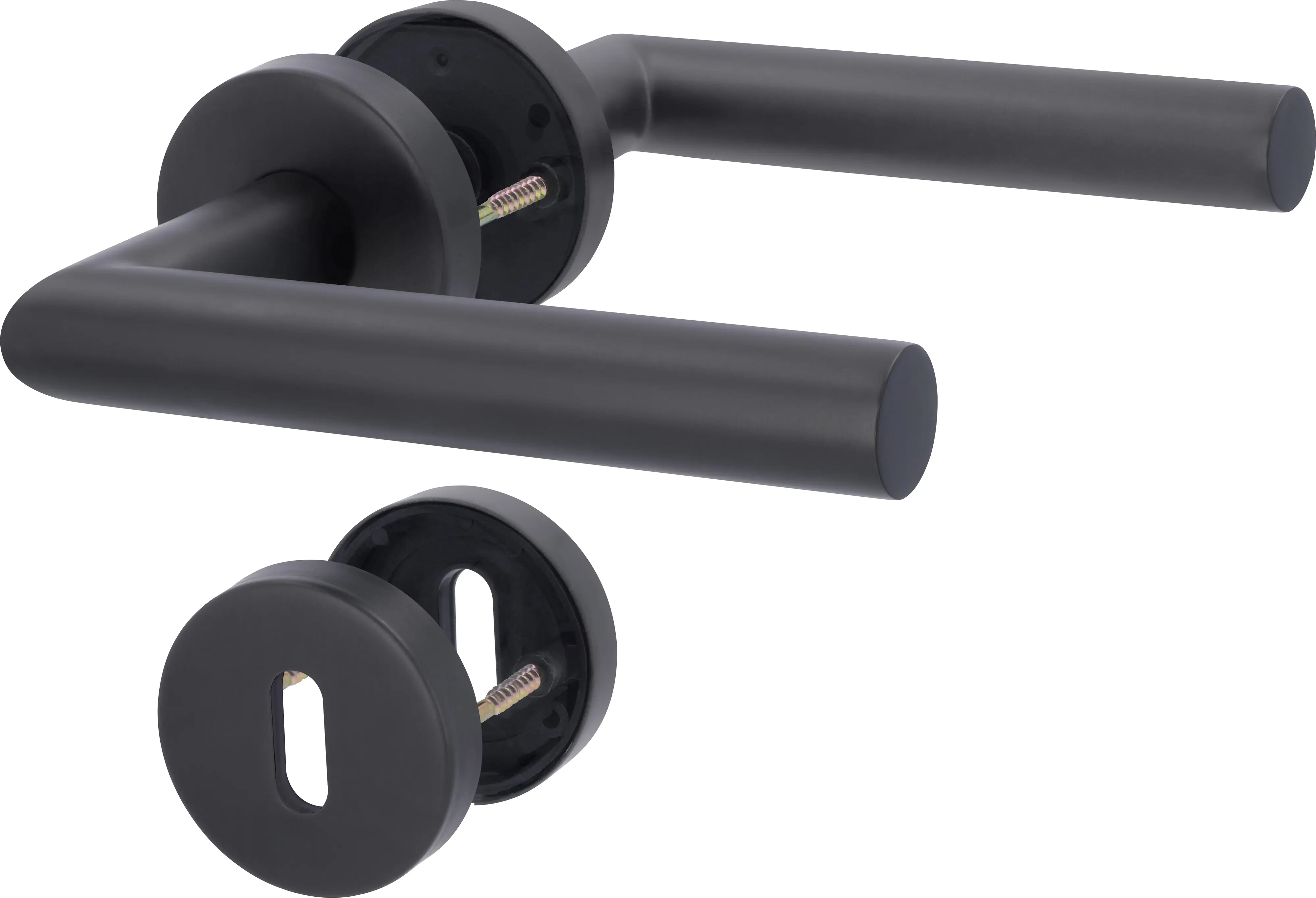 Alpertec Türgriff-Garnitur Rosette Fair I BB Edelstahl schwarz Ø 52 mm