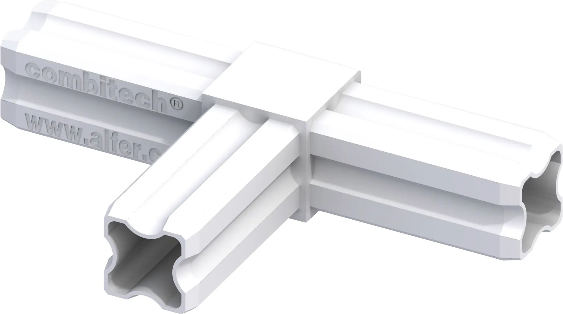 alfer T-Verbinder 90º, 3 Zapfen 23.5 mm 23.5 mm Kunststoff glatt weiss