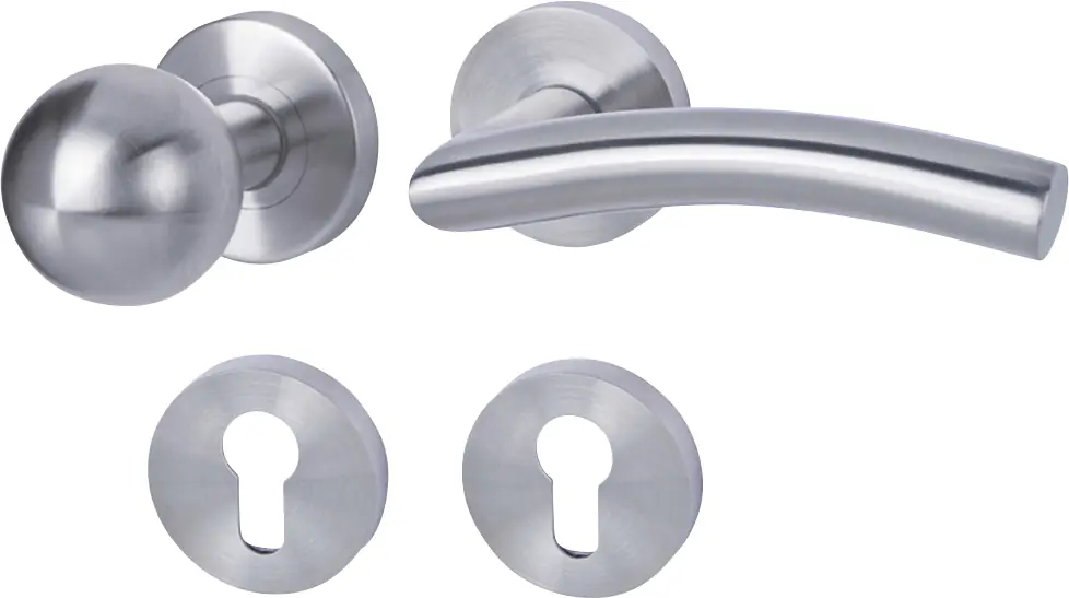 Alpertec PZ-Rosettengarnitur Fair III links Edelstahl silber rund
