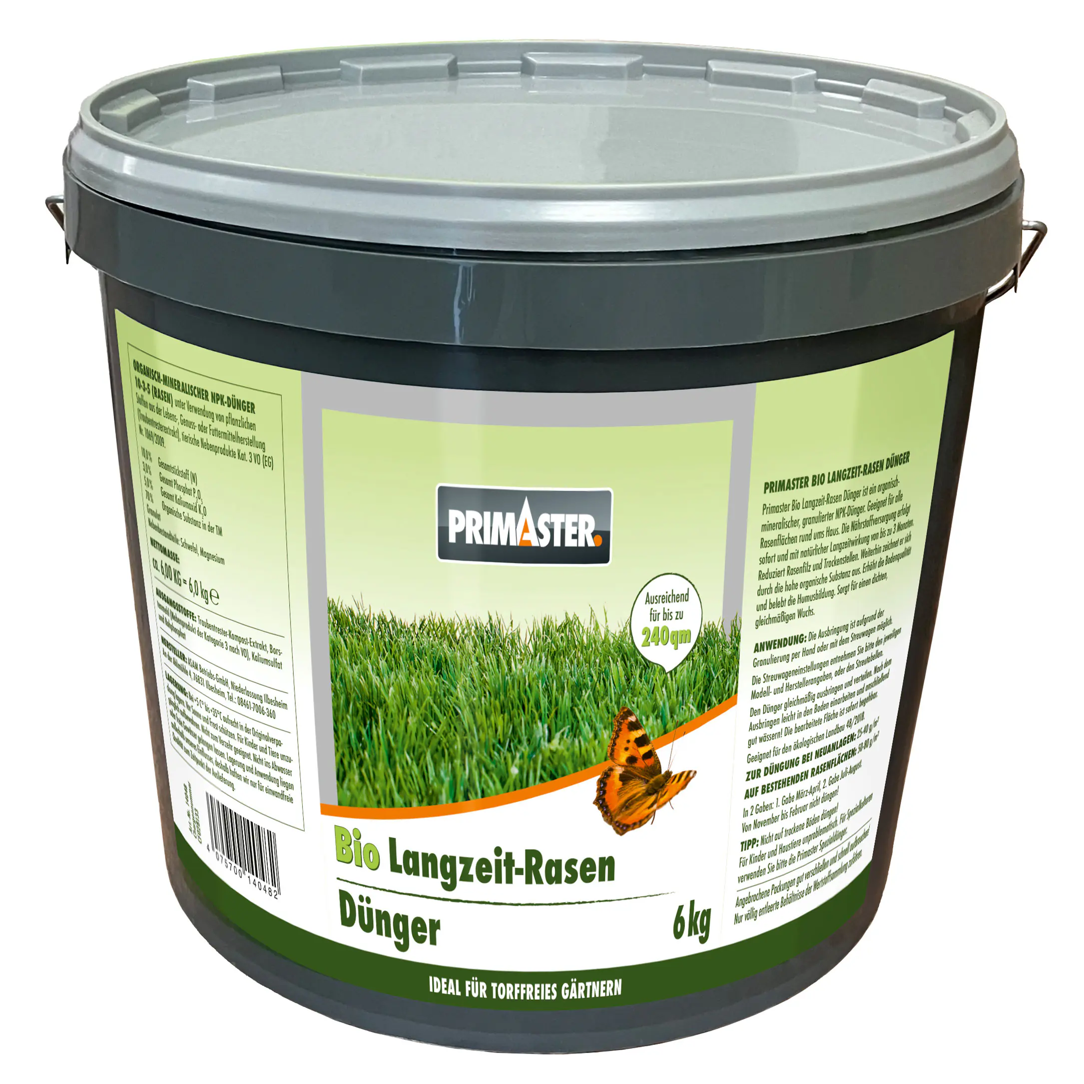 Primaster Bio Langzeit Rasendünger 6 kg für 240 m²