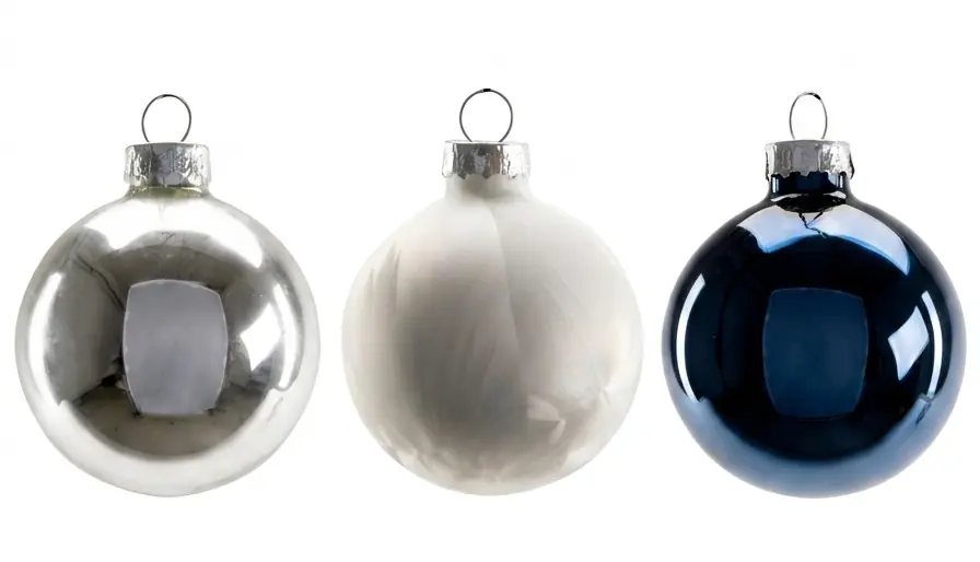 TrendLine Weihnachtskugeln aus Glas Ø 6 cm weiß-silber-nachtblau 20 Stück