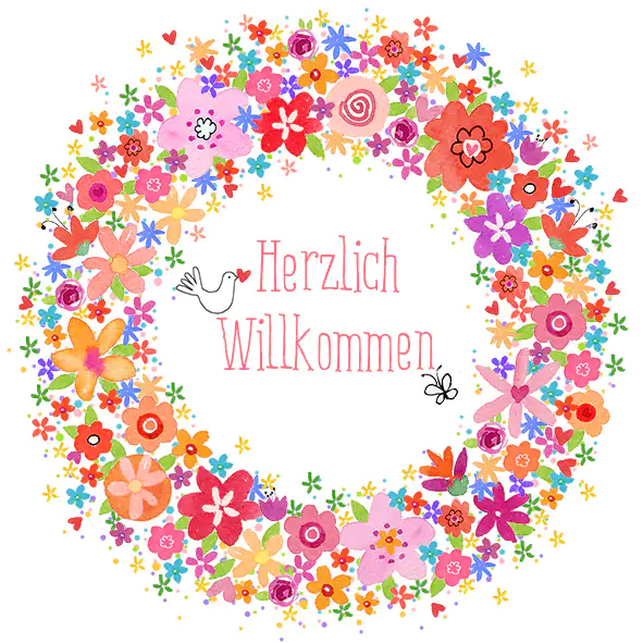 Braun & Company Servietten Motiv Buntes Willkommen 33 x 33 cm - 20er Pack