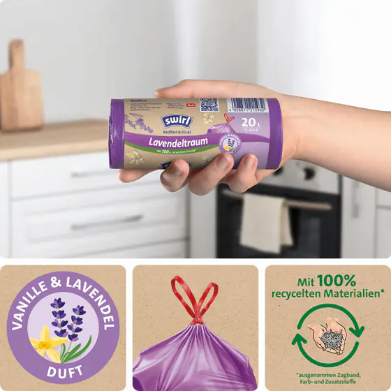 Swirl® Duft-Müllbeutel Vanille-Lavendel 20 L Reißfest & Dicht