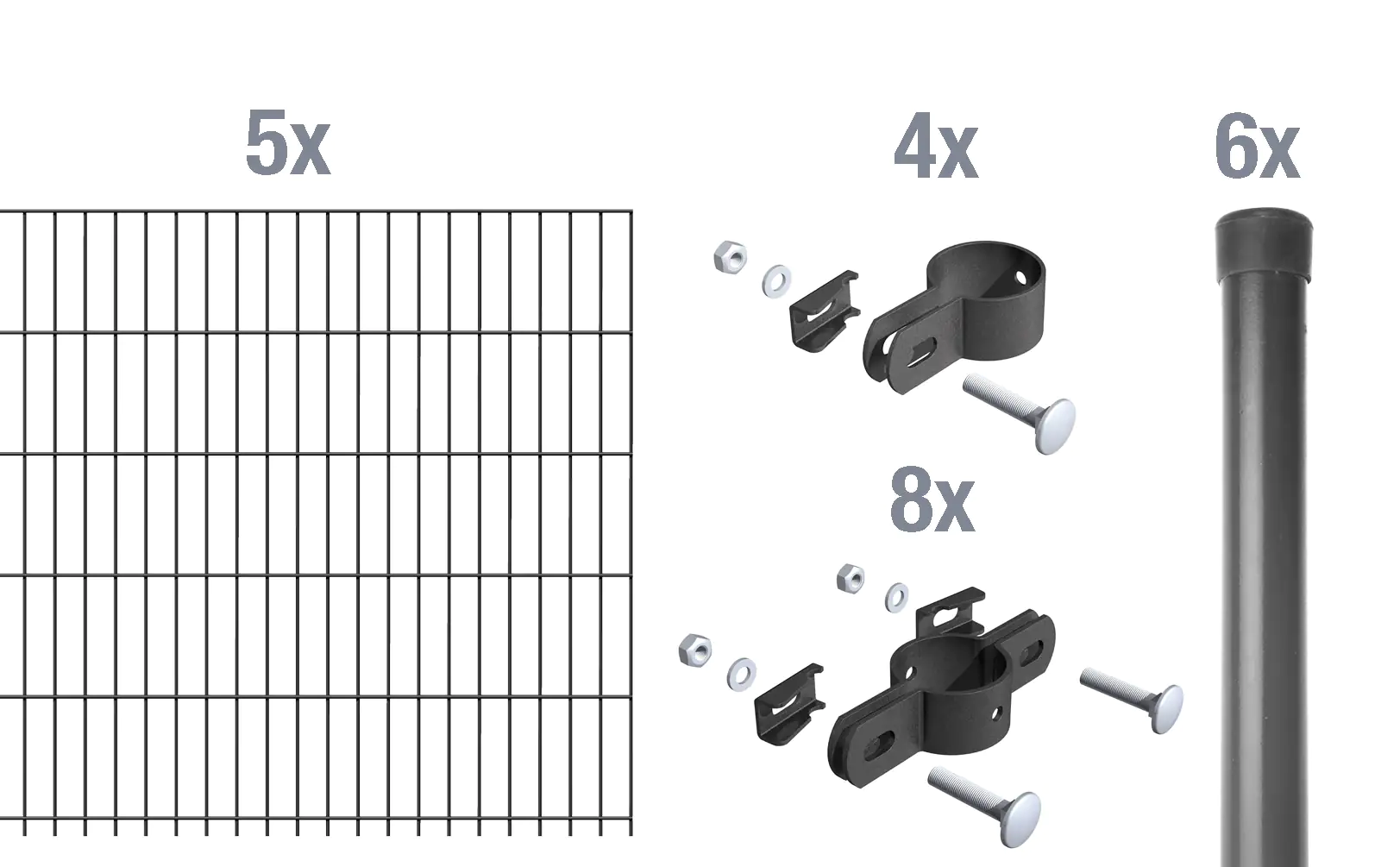 Alberts Komplettset Einstabmatten 10 m 75 cm 8/6/4 anthrazit