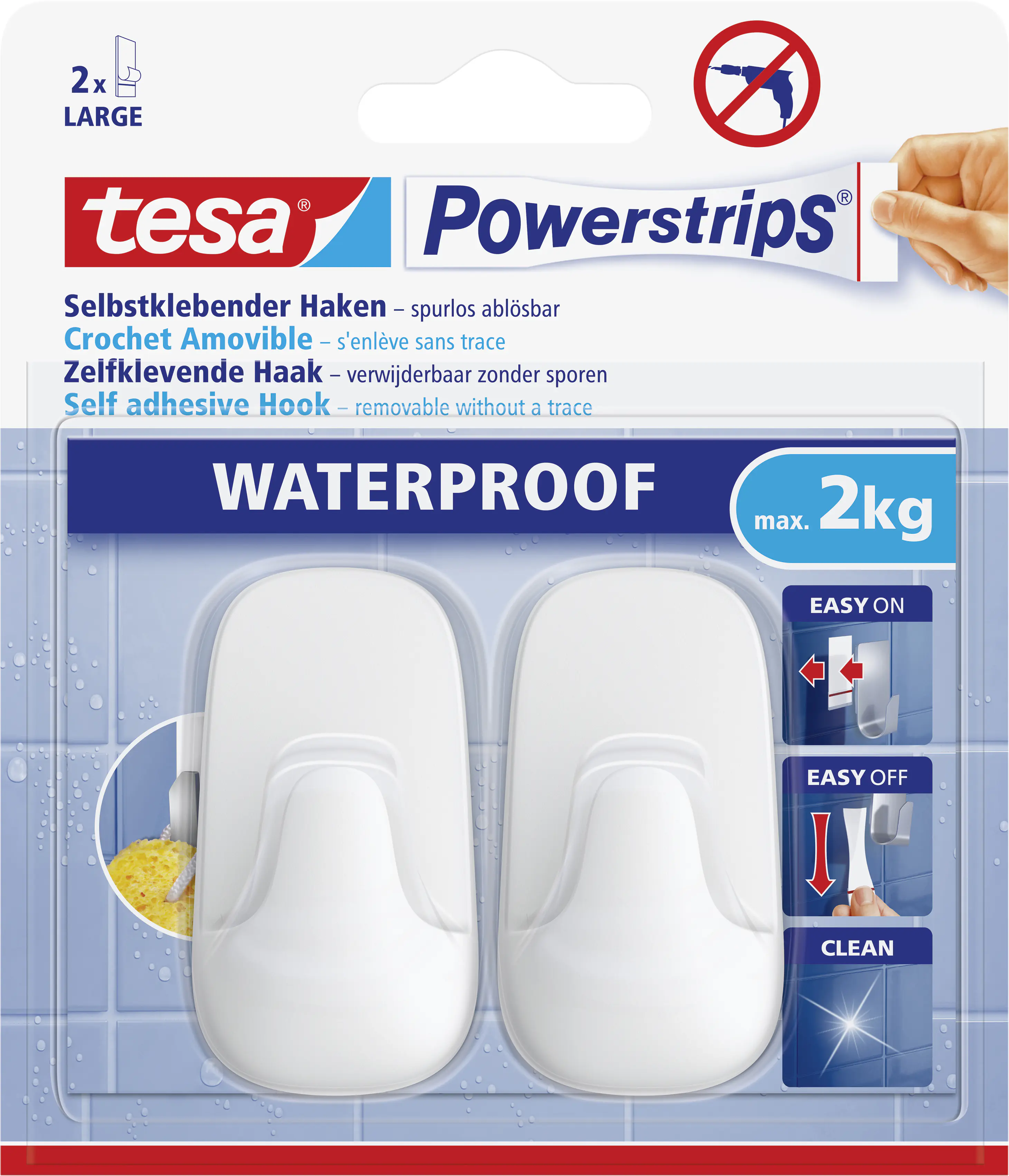 tesa Powerstrips Haken Large Waterproof weiß