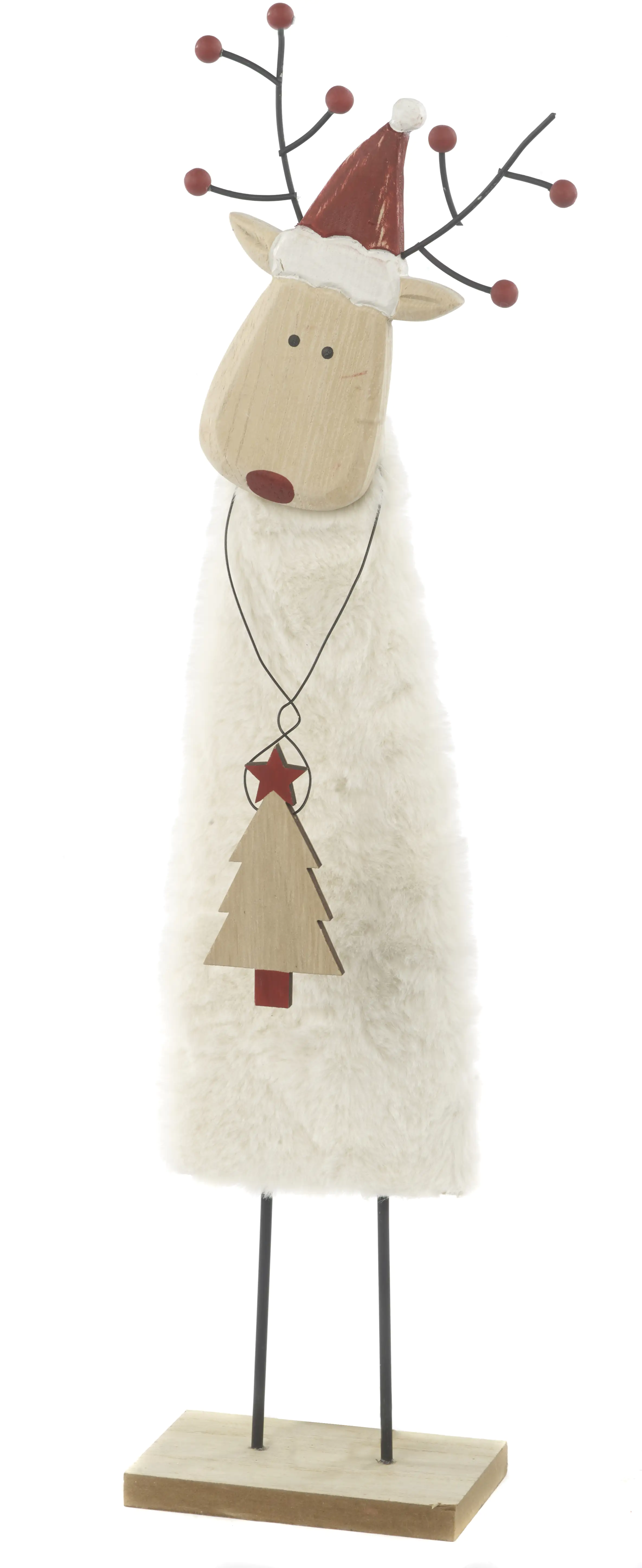 TrendLine Weihnachtsaufsteller Holz Rentier 50 x 12 cm weiß rot